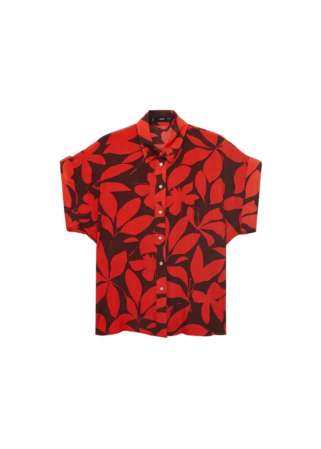 Red Printed Short-Sleeved Shirt, , large image number 3