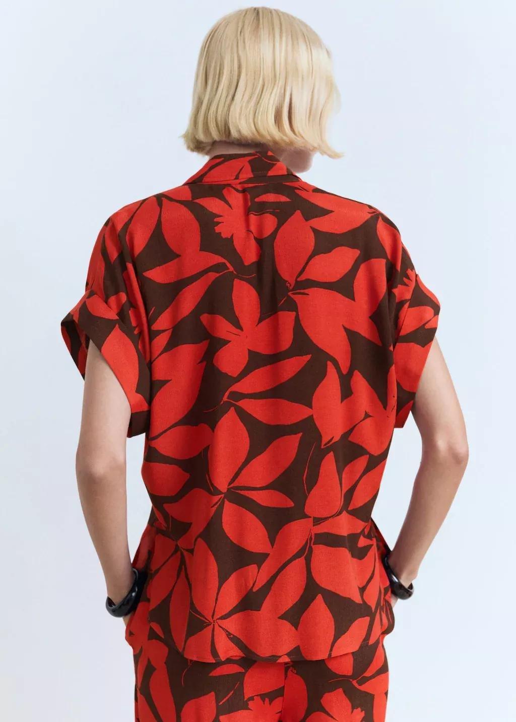 Red Printed Short-Sleeved Shirt, , large image number 8