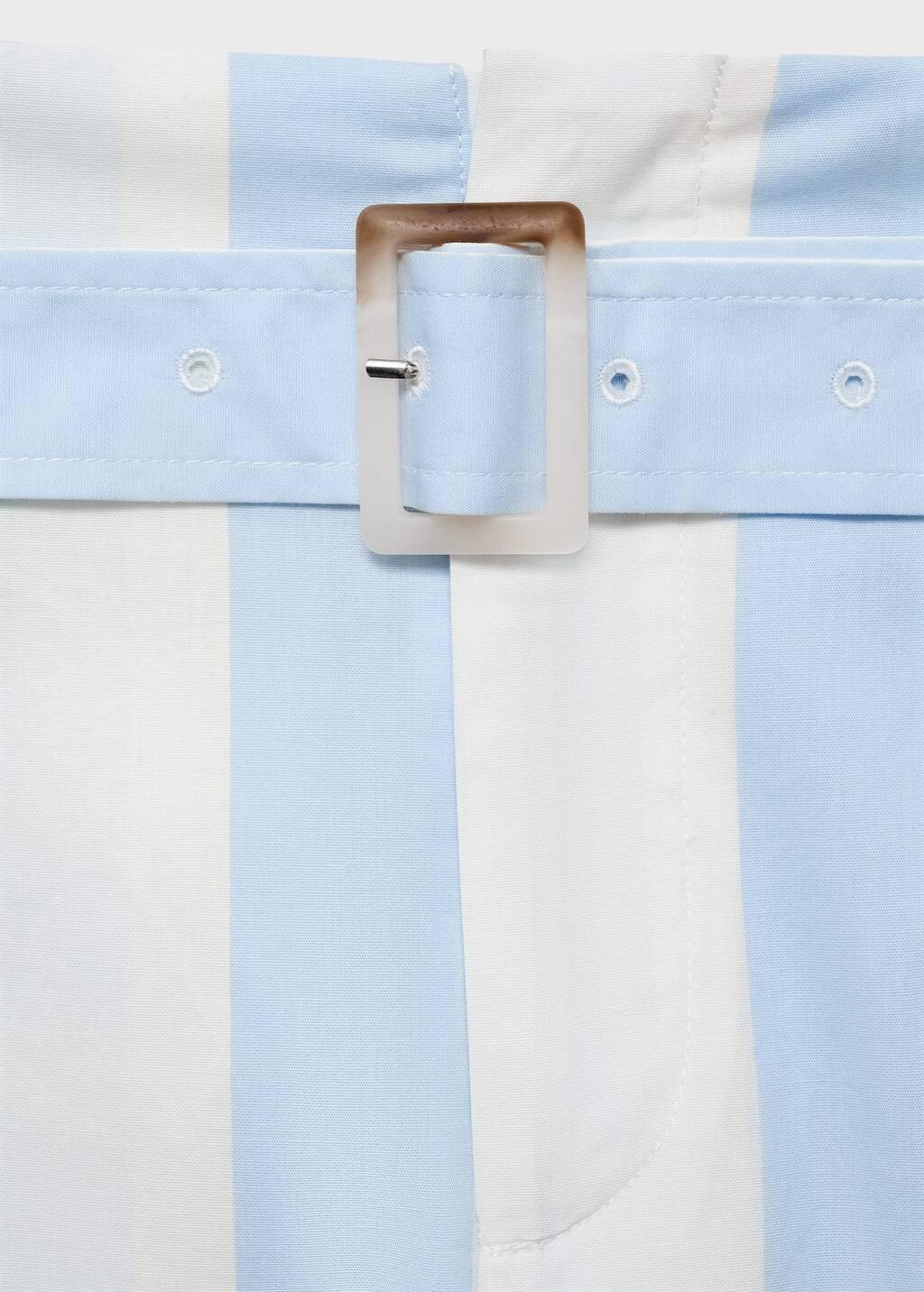 Blue Striped Culotte Trousers With Belt, , large image number 4