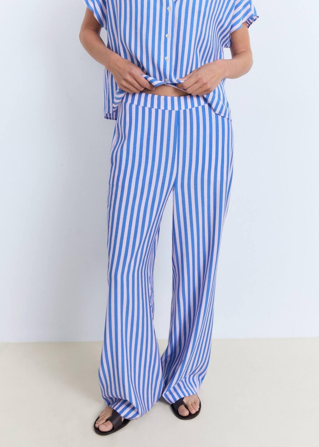 MEDIUM BLUE Stripe-print straight trousers, 0201_52, large image number 1
