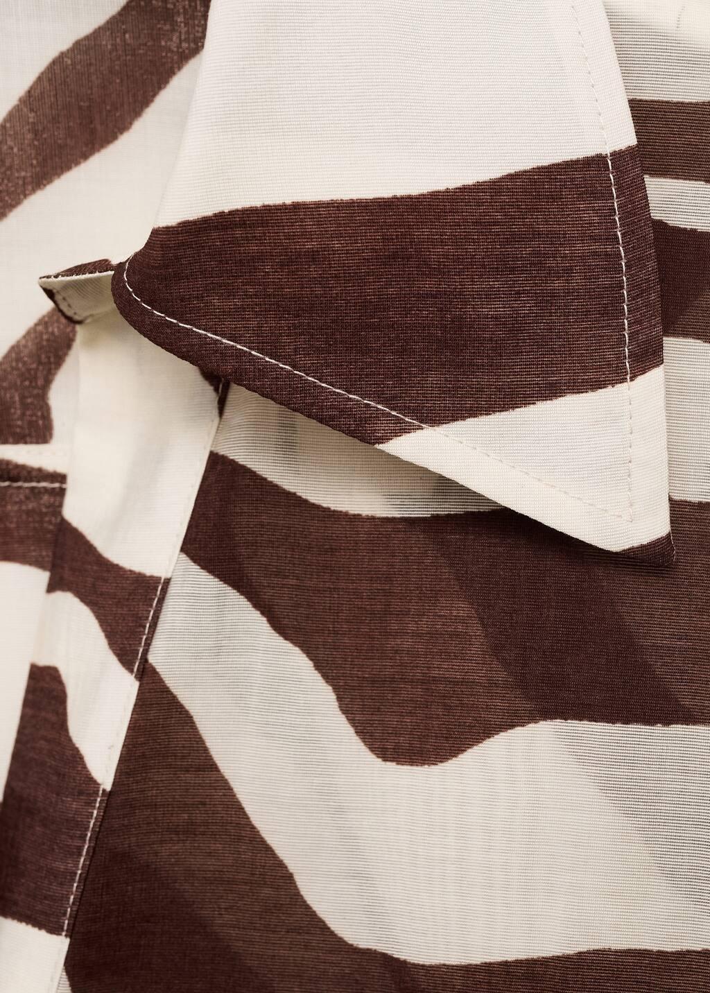 Beige Flowy Zebra Printed Shirt, , large image number 2
