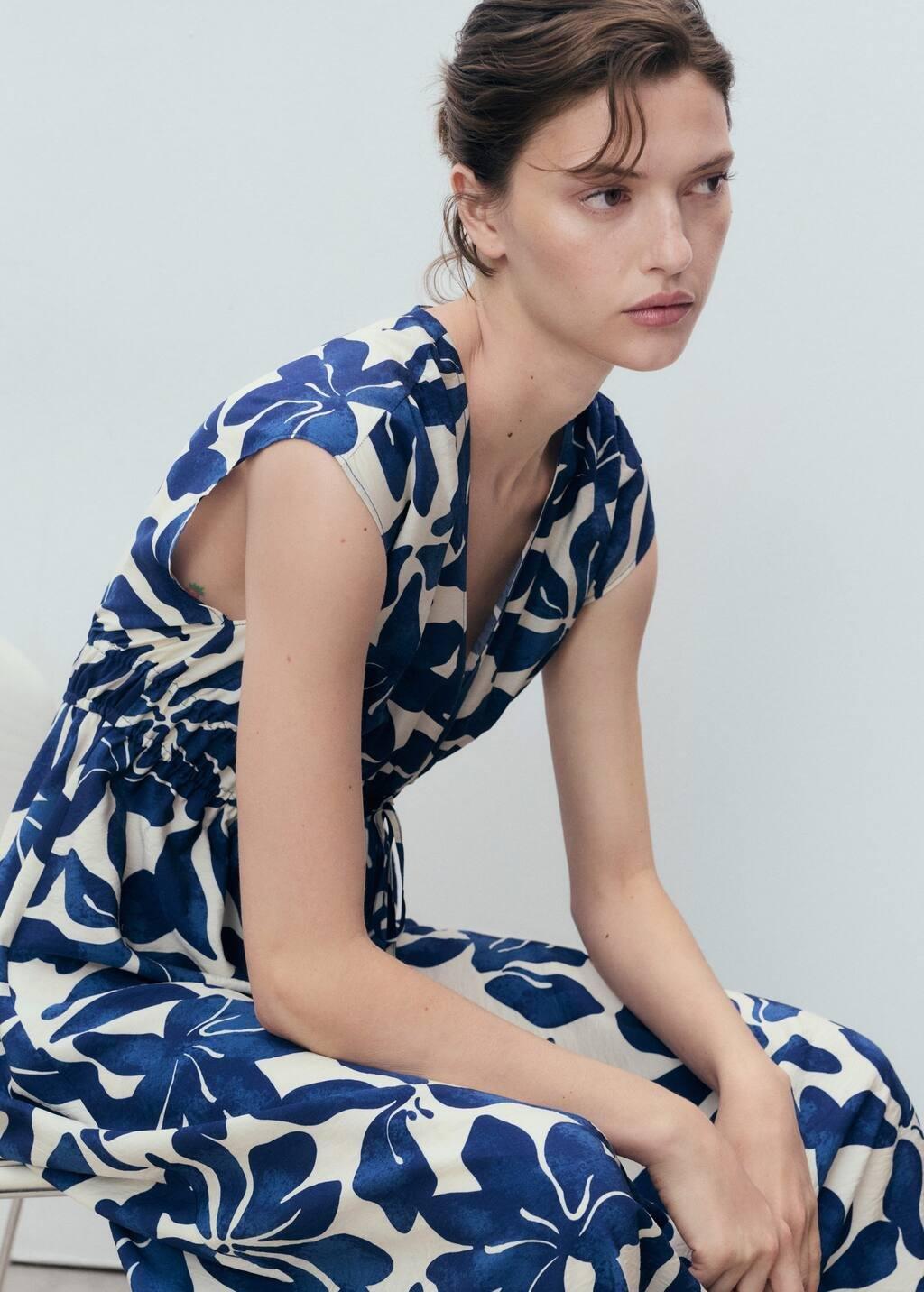 Blue Long Printed Dress, , large image number 2