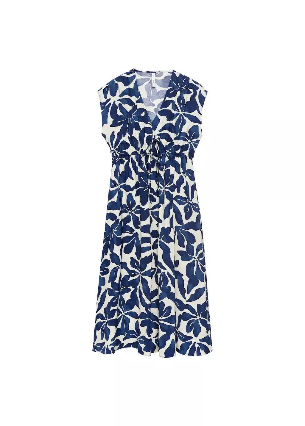 Blue Long Printed Dress, , large image number 3