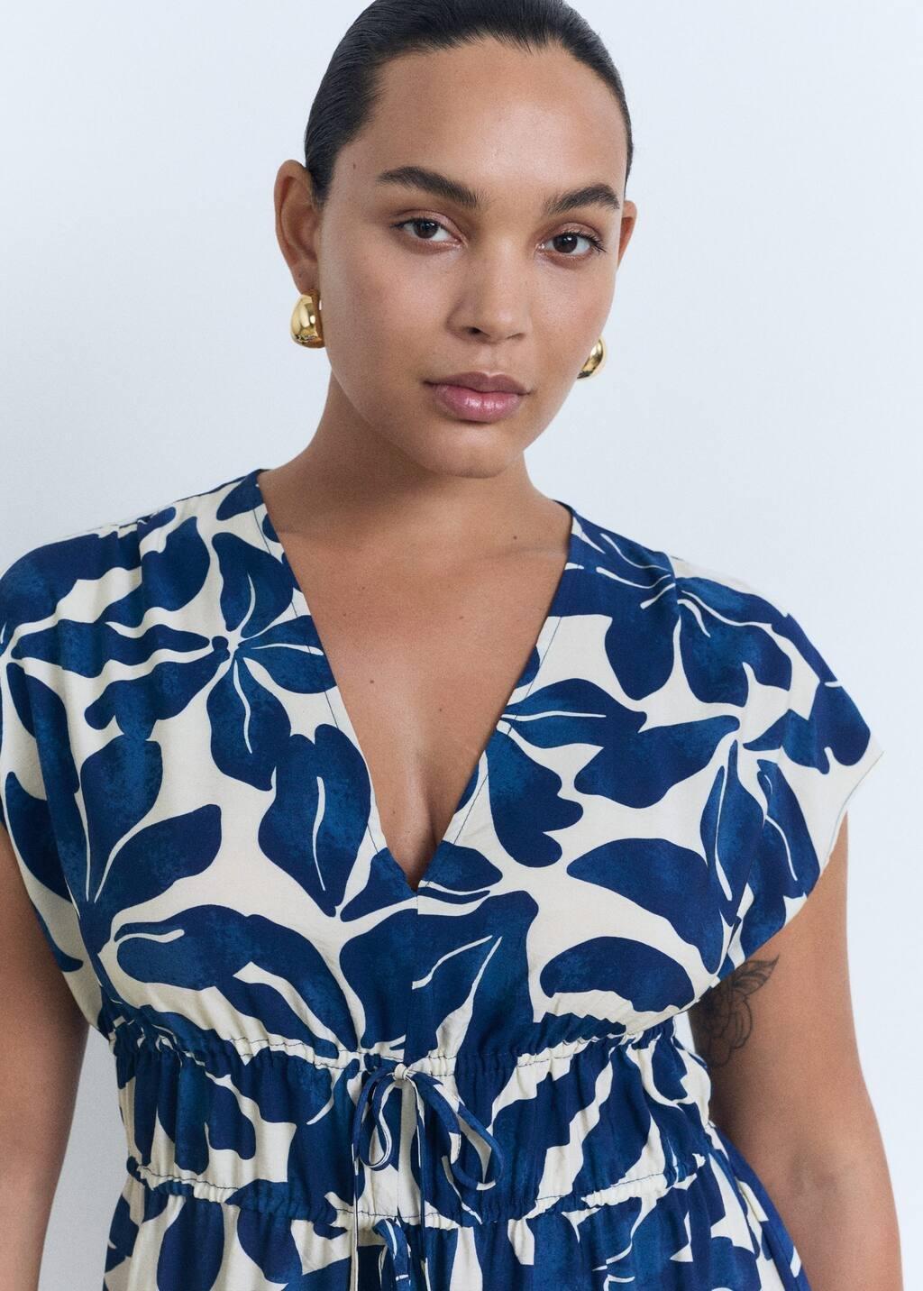 Blue Long Printed Dress, , large image number 5