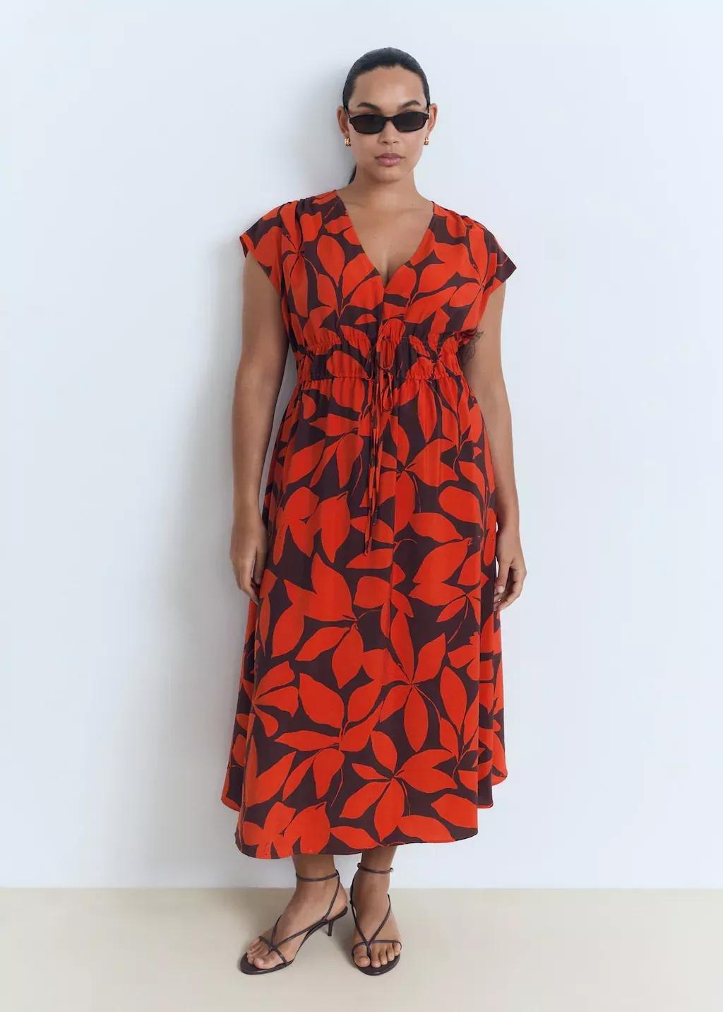 Red Long Printed Dress, , large image number 2