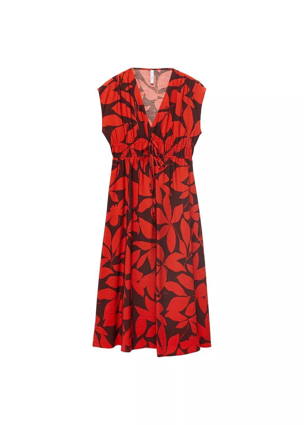 Red Long Printed Dress, , large image number 3
