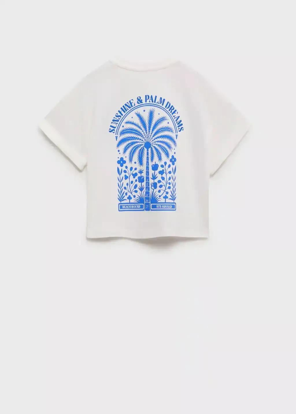 Cream Short-Sleeved Printed T-Shirt, Kids Boys, , large image number 1
