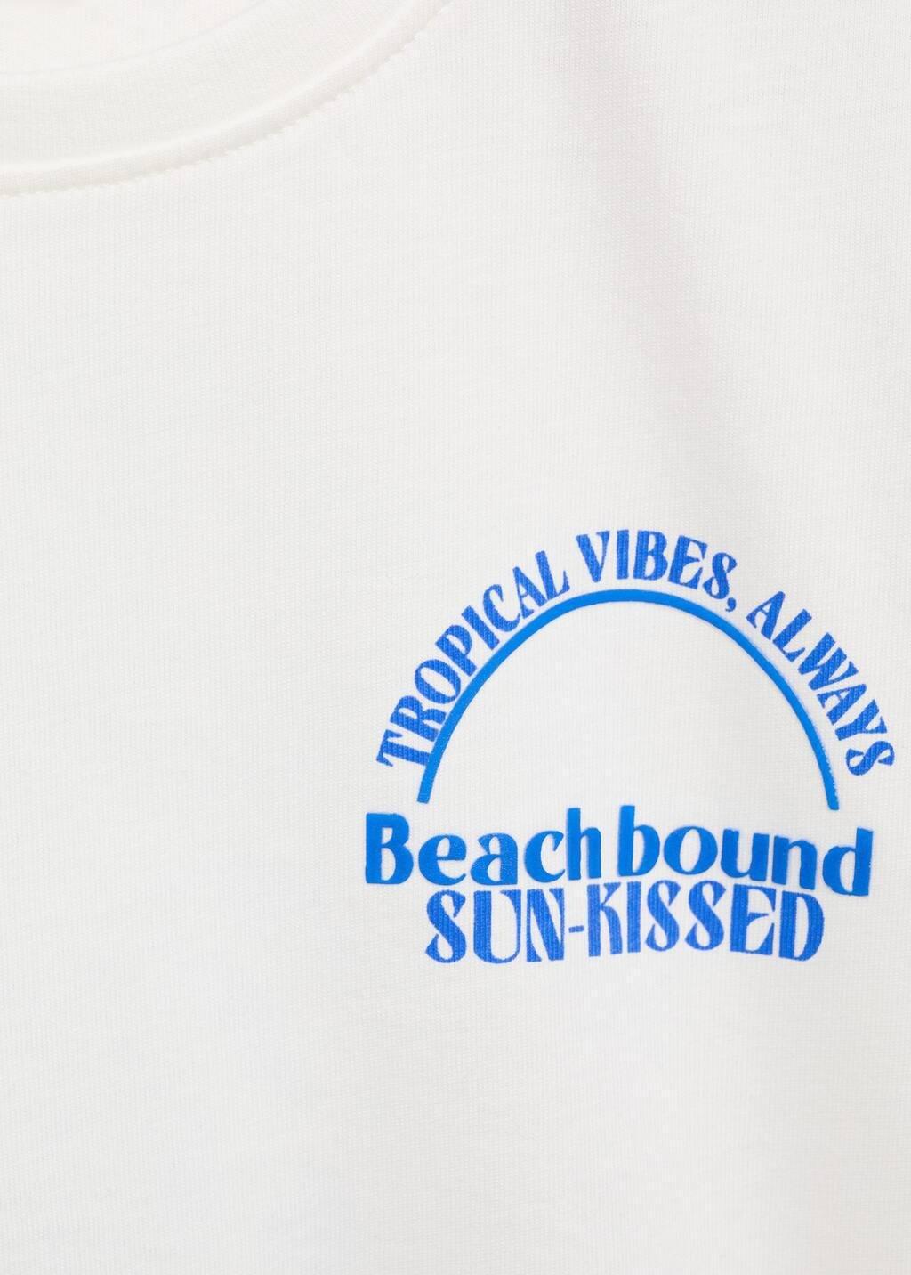 White Short-Sleeved Printed T-Shirt, Kids Girl, Natural White, medium