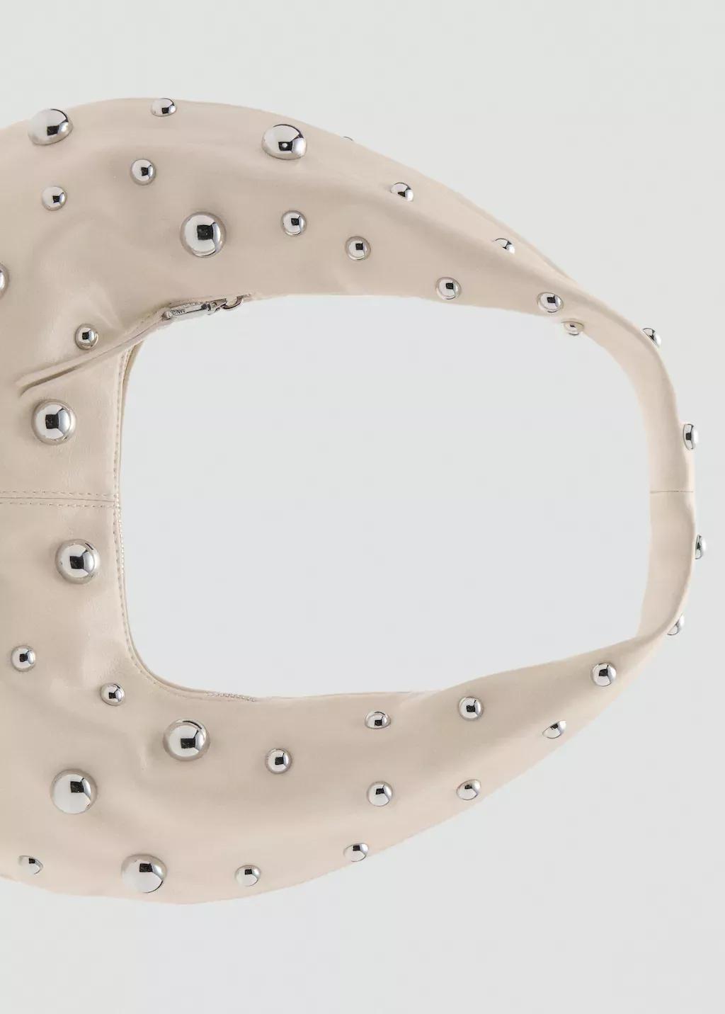 NATURAL WHITE Studded shoulder bag, Natural White, medium