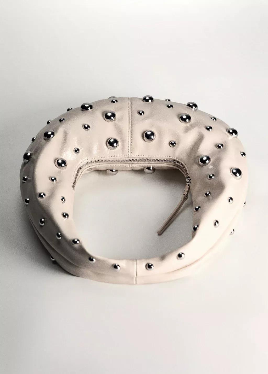 NATURAL WHITE Studded shoulder bag, Natural White, large image number 5