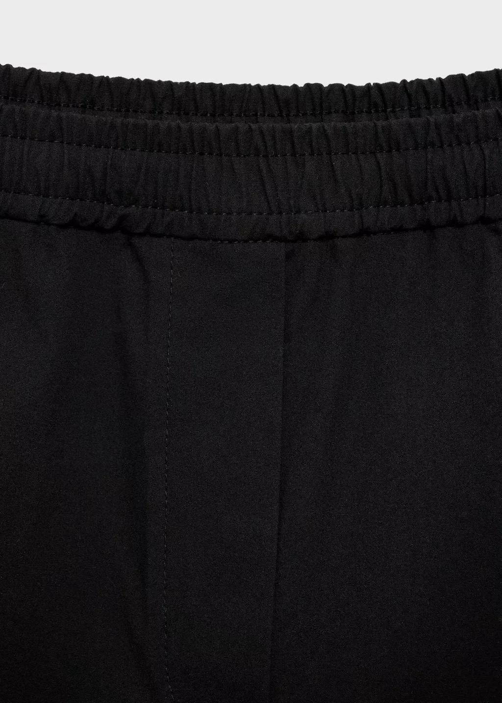 Black Paper Bag Cotton Trousers, , large image number 2