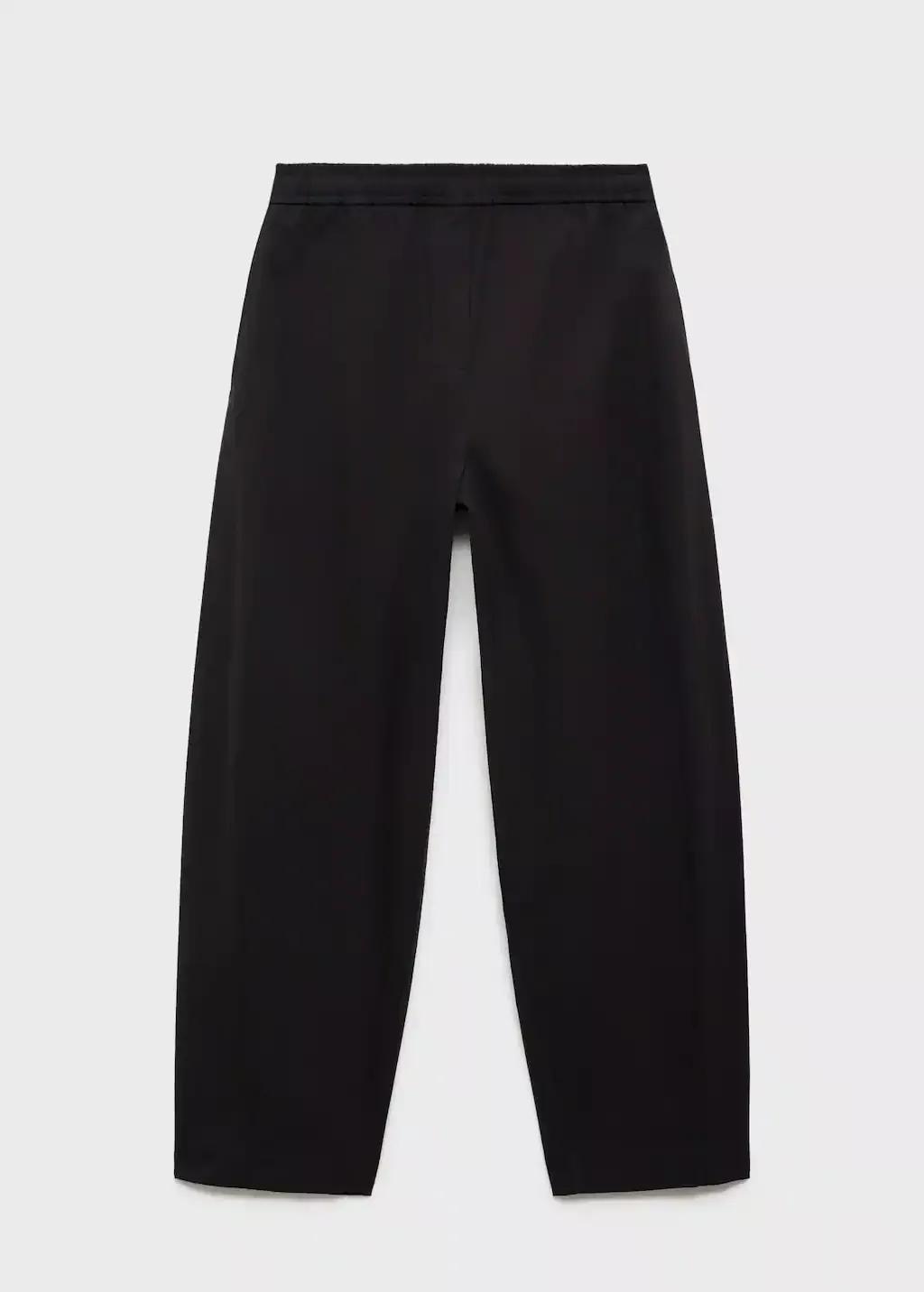 Black Paper Bag Cotton Trousers, , large image number 3