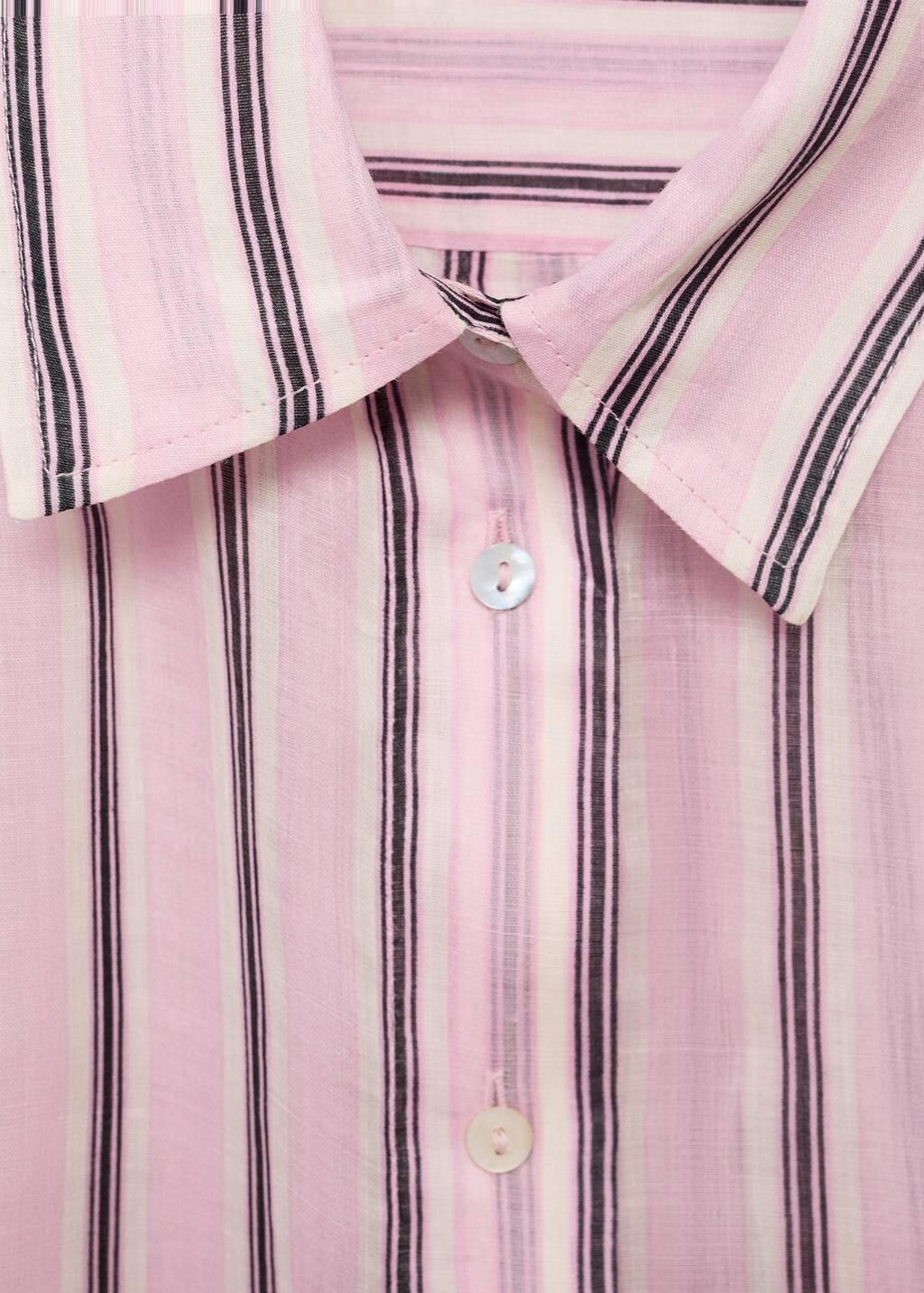 LT-PASTEL PINK Striped ramie shirt, , large image number 1