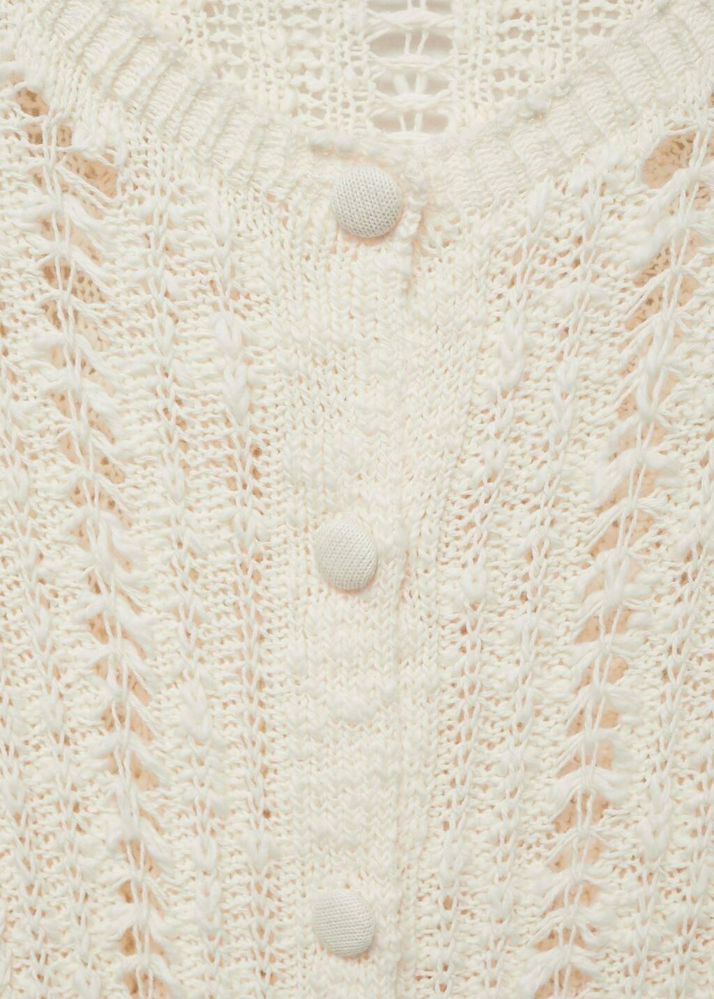 Cream Openwork Knit Cardigan, , large image number 4