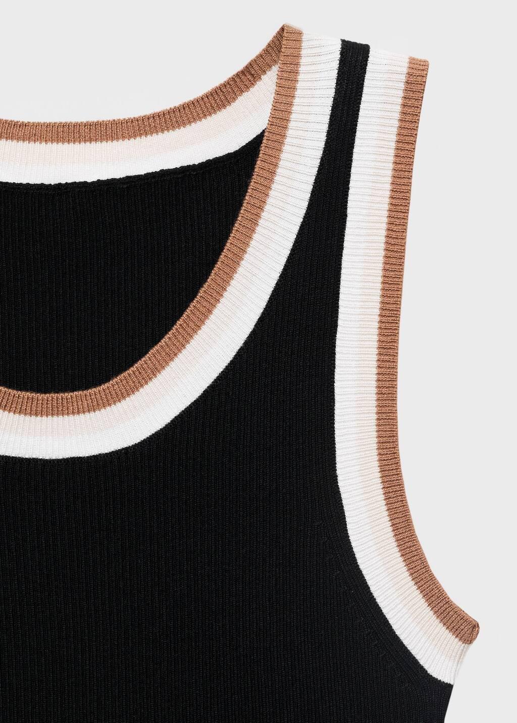 Black Knitted Top With Contrast Details, , large image number 2