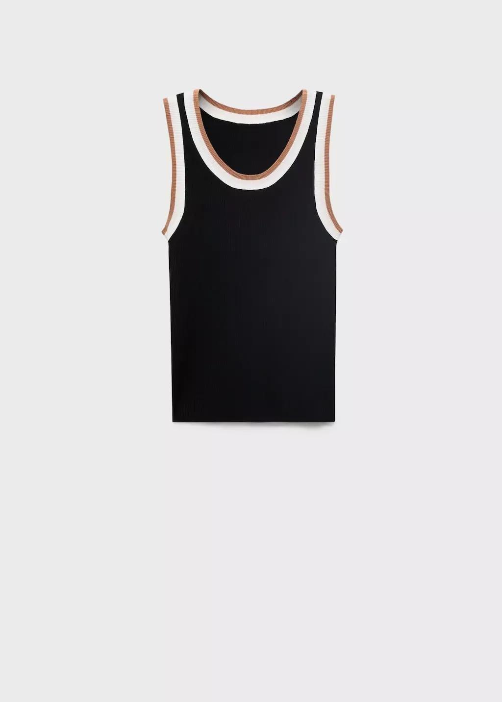 Black Knitted Top With Contrast Details, , large image number 3