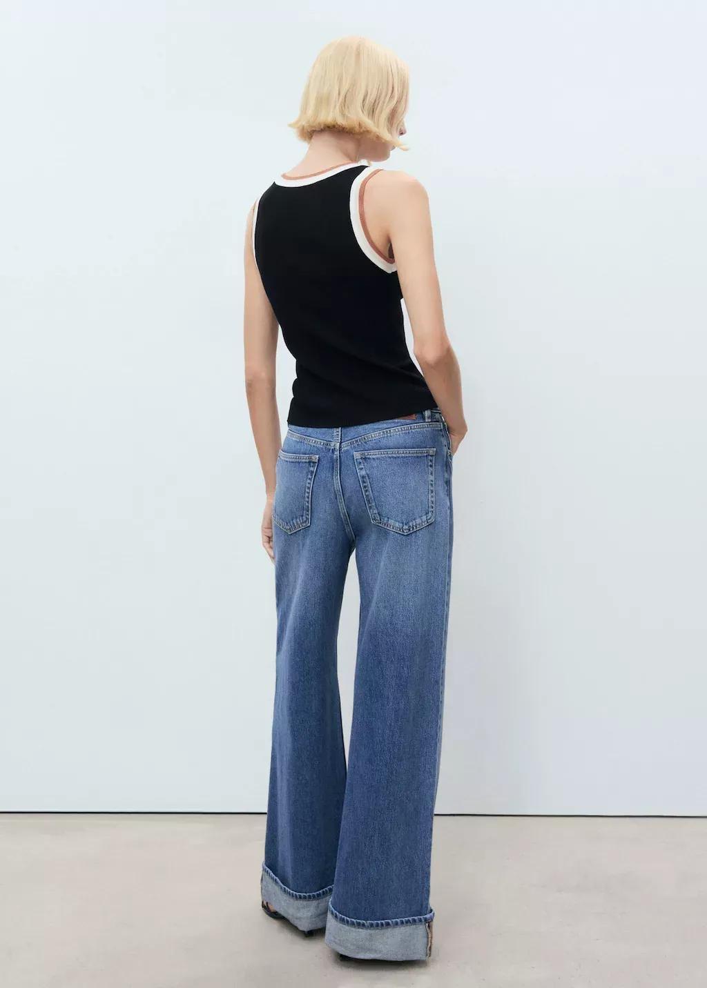 Black Knitted Top With Contrast Details, , large image number 4