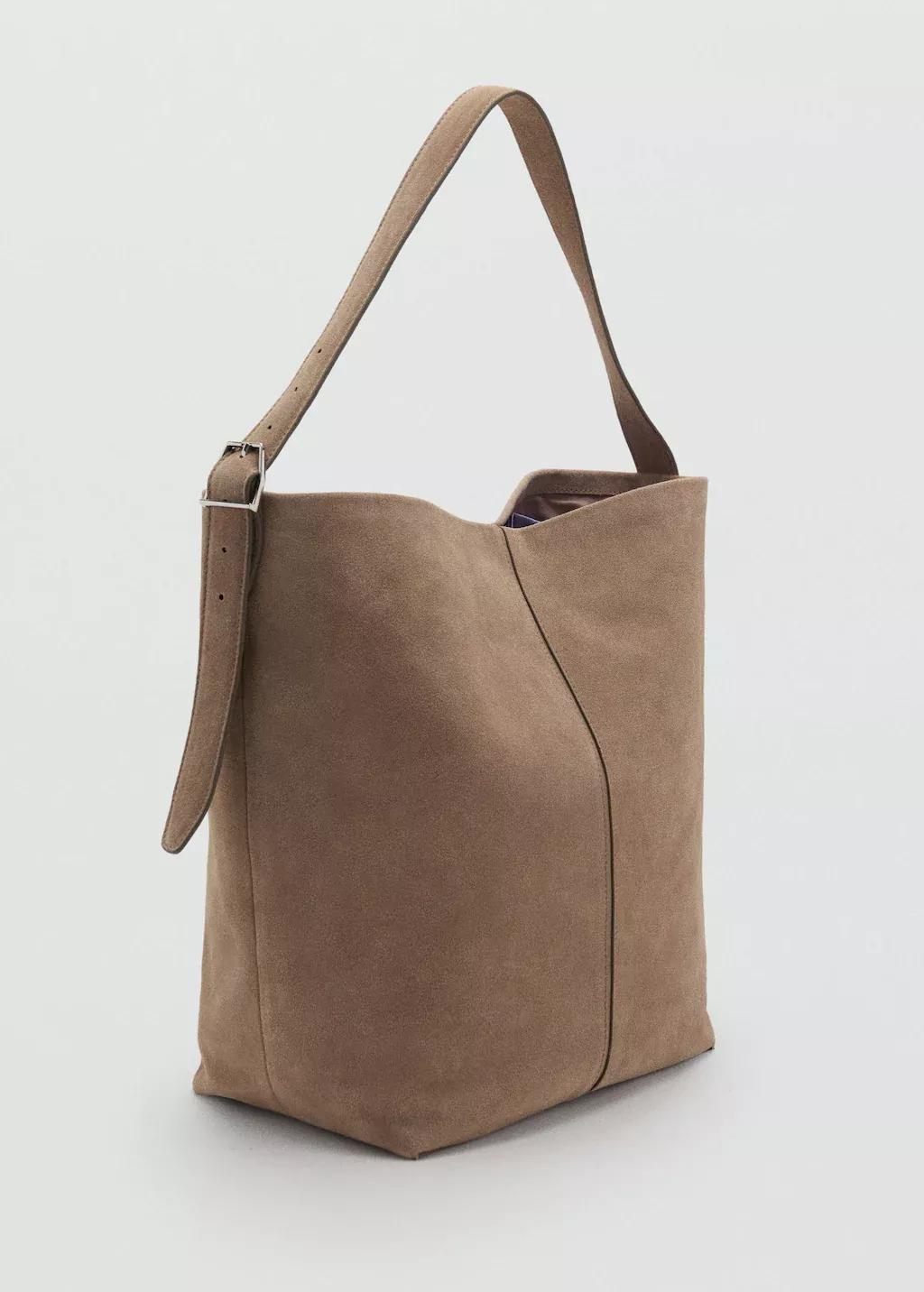 Beige Leather Bucket Bag, Light Pastel Brown, large image number 0