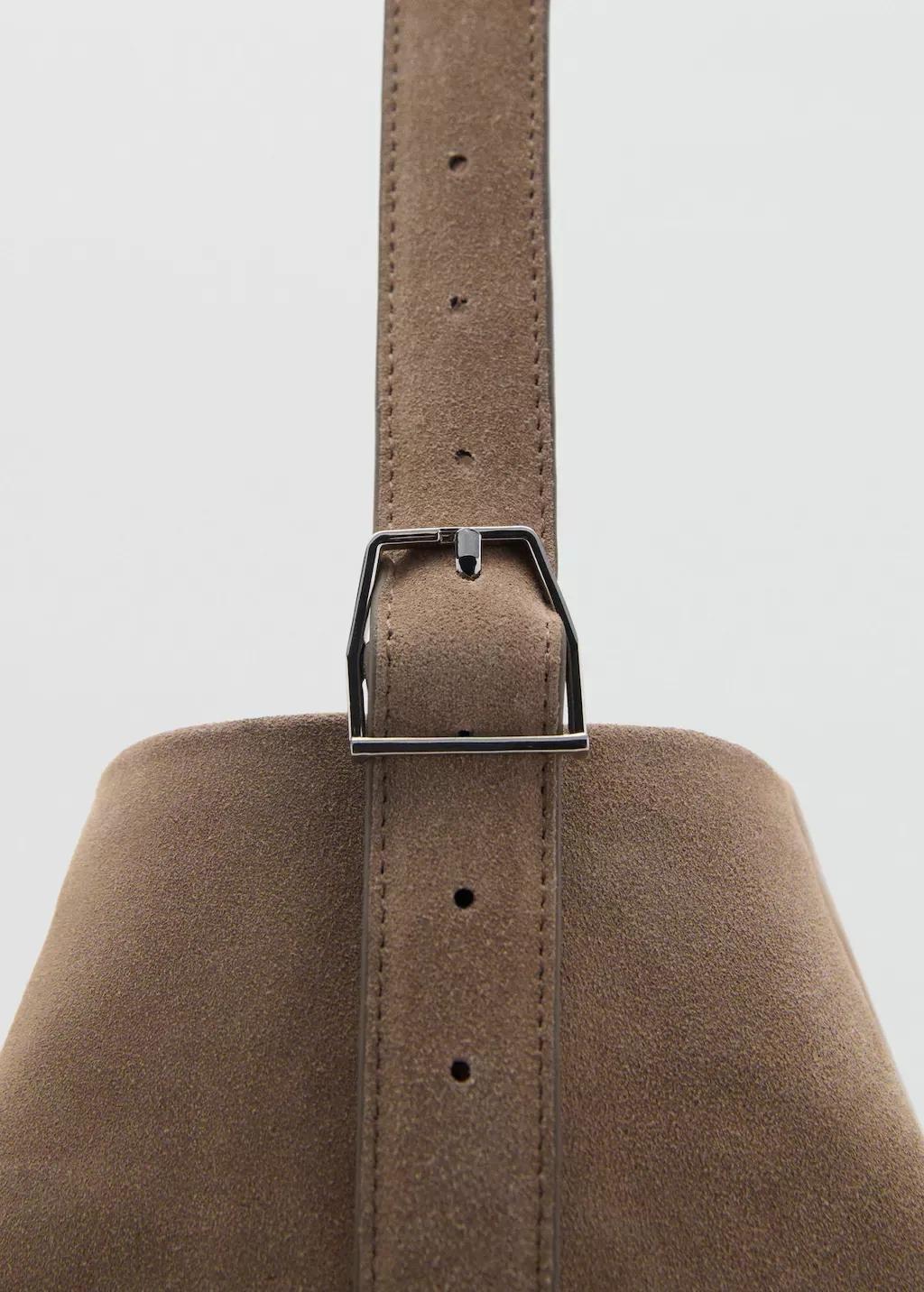 Beige Leather Bucket Bag, Light Pastel Brown, large image number 1