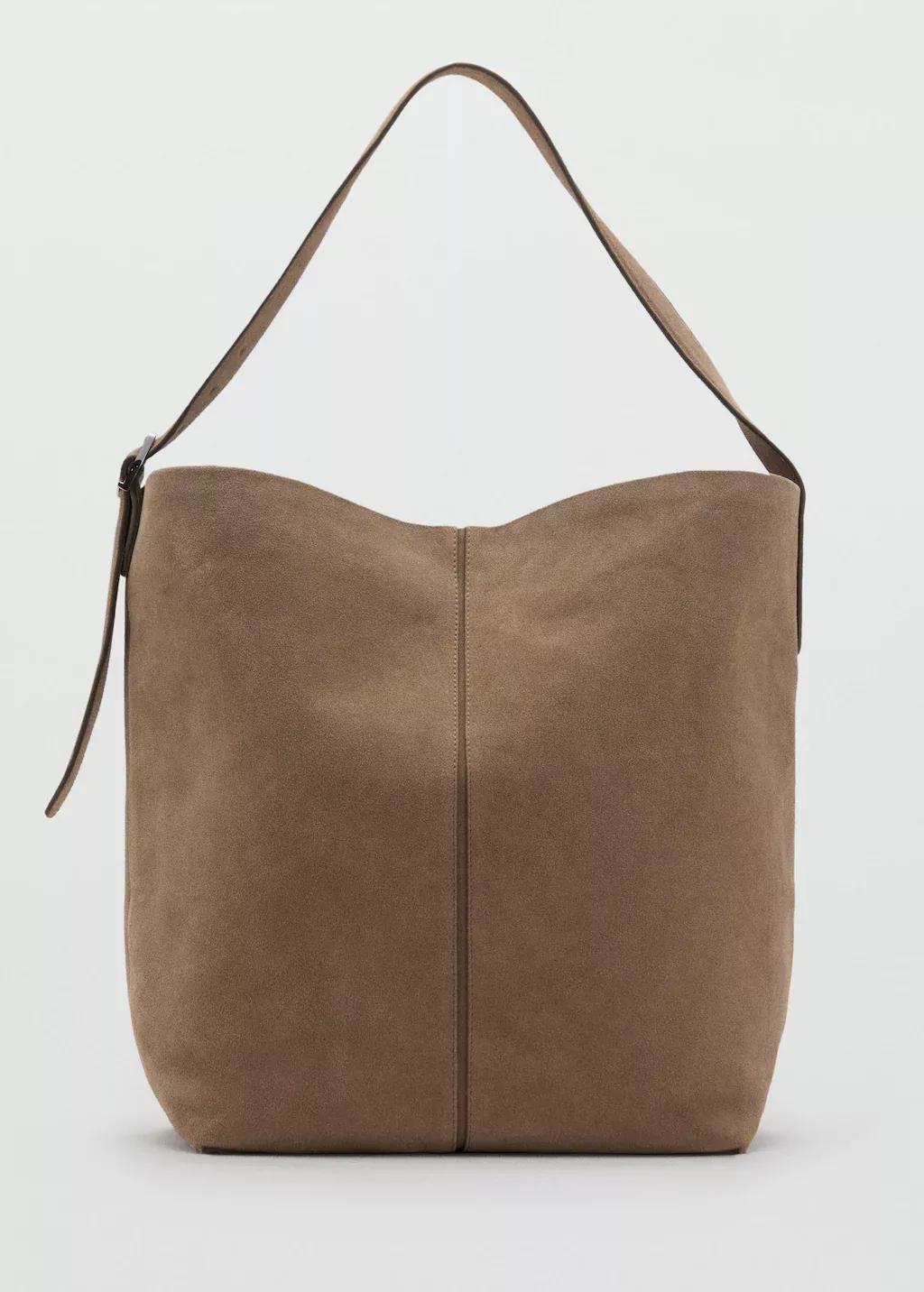 Beige Leather Bucket Bag, Light Pastel Brown, large image number 3