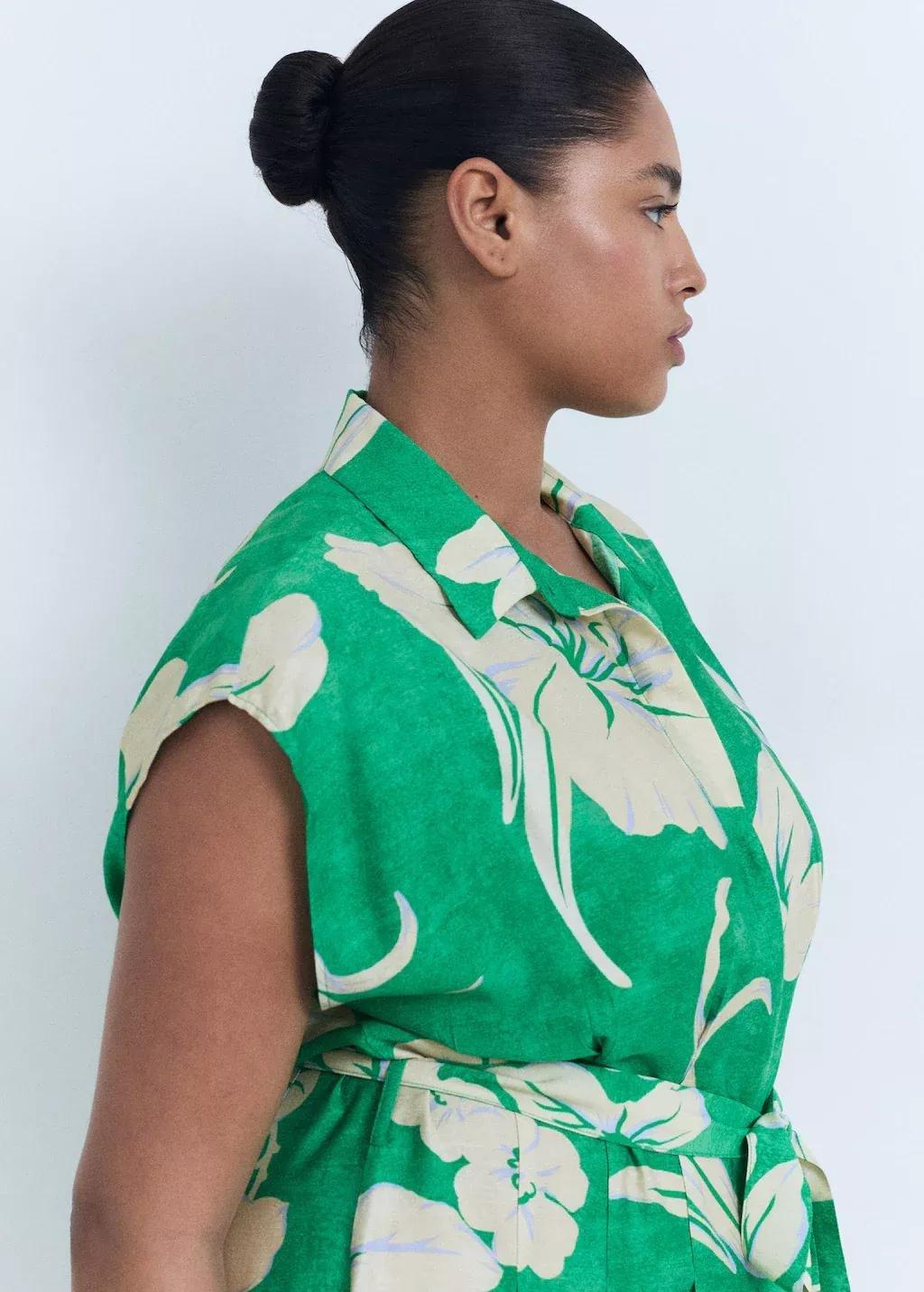 Green Belt Printed Dress, , large image number 2