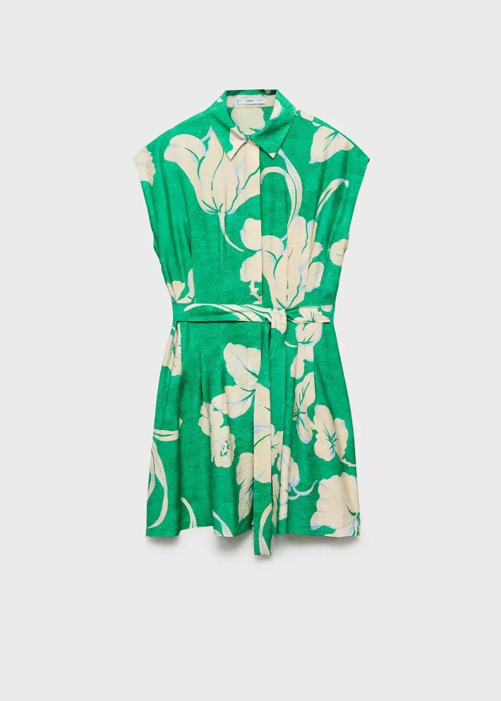 Green Belt Printed Dress, , large image number 3