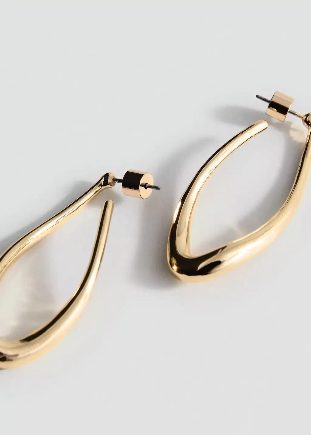 Gold Twisted Hoop Earrings, Gold, large image number 0