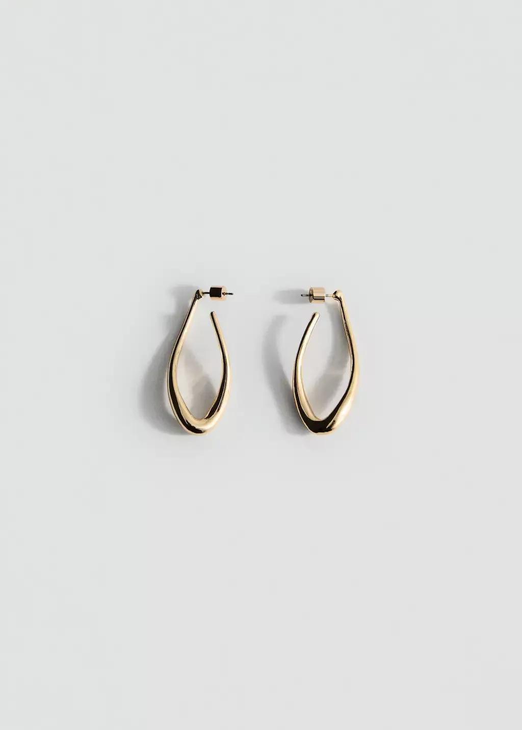 Gold Twisted Hoop Earrings, Gold, large image number 1