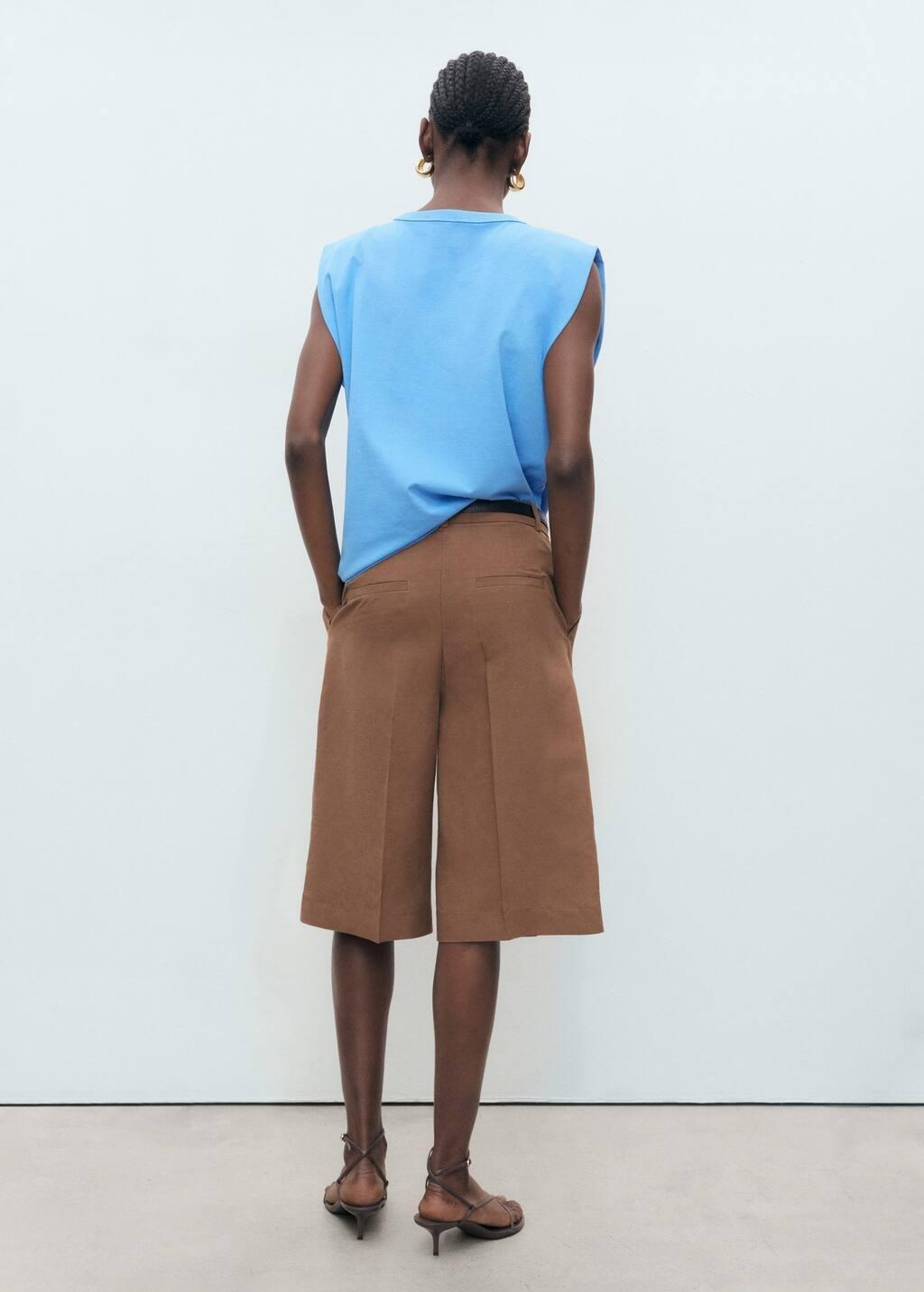 Blue Short-Sleeved T-Shirt With Shoulder Pads, , large image number 4
