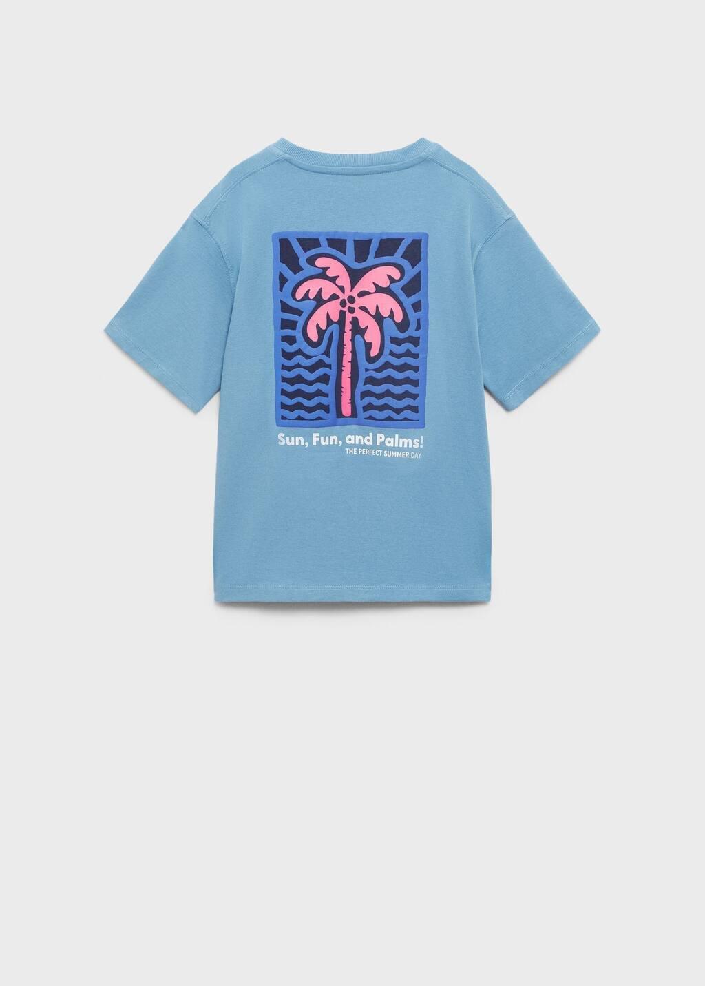 Blue Printed Cotton-Blend T-Shirt, Kids Boys, , large image number 1