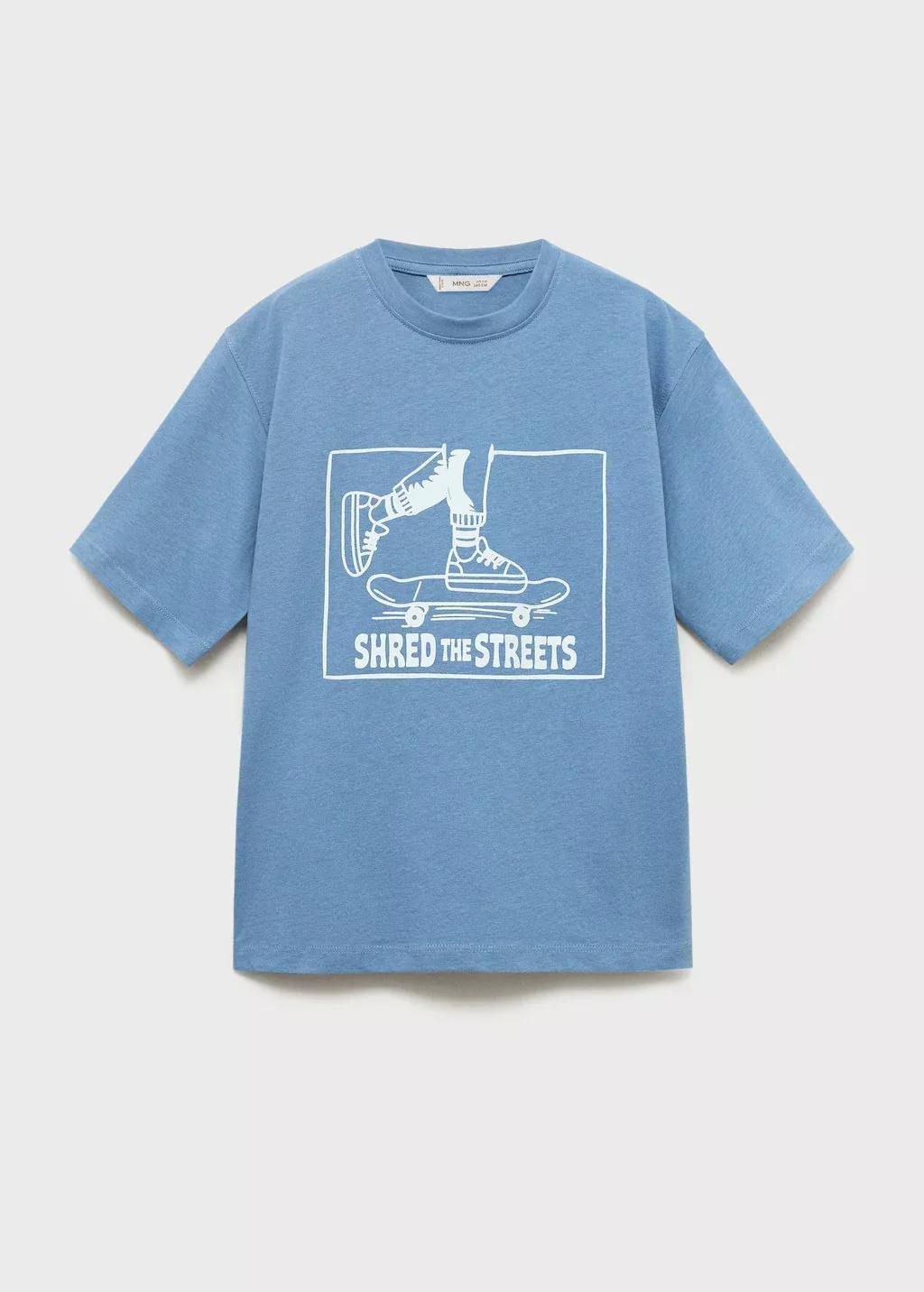 Blue Short-Sleeved Printed T-Shirt, Kids Boys, , large image number 0