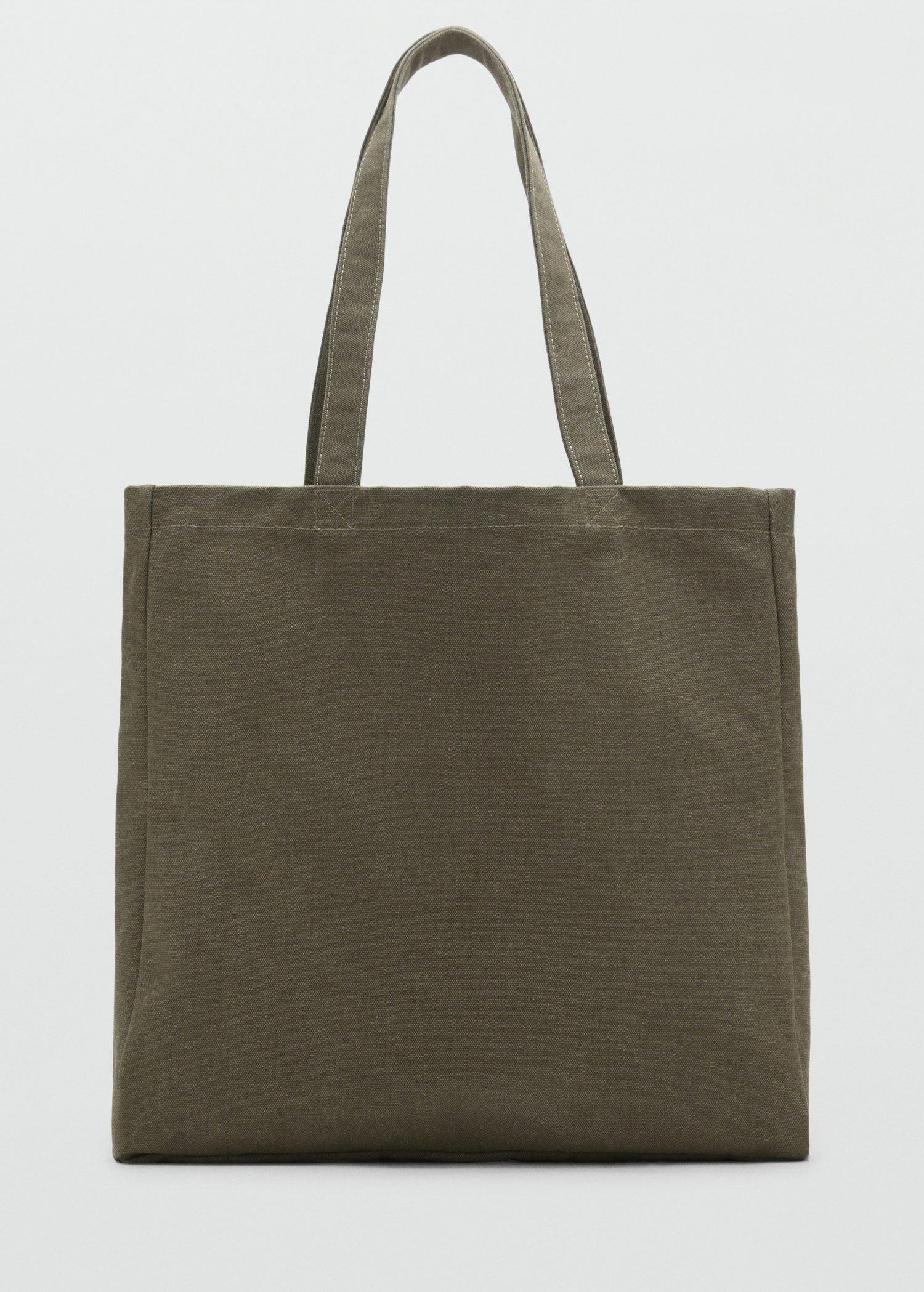 Khaki Cotton Tote Bag, Beige - Khaki, large image number 0