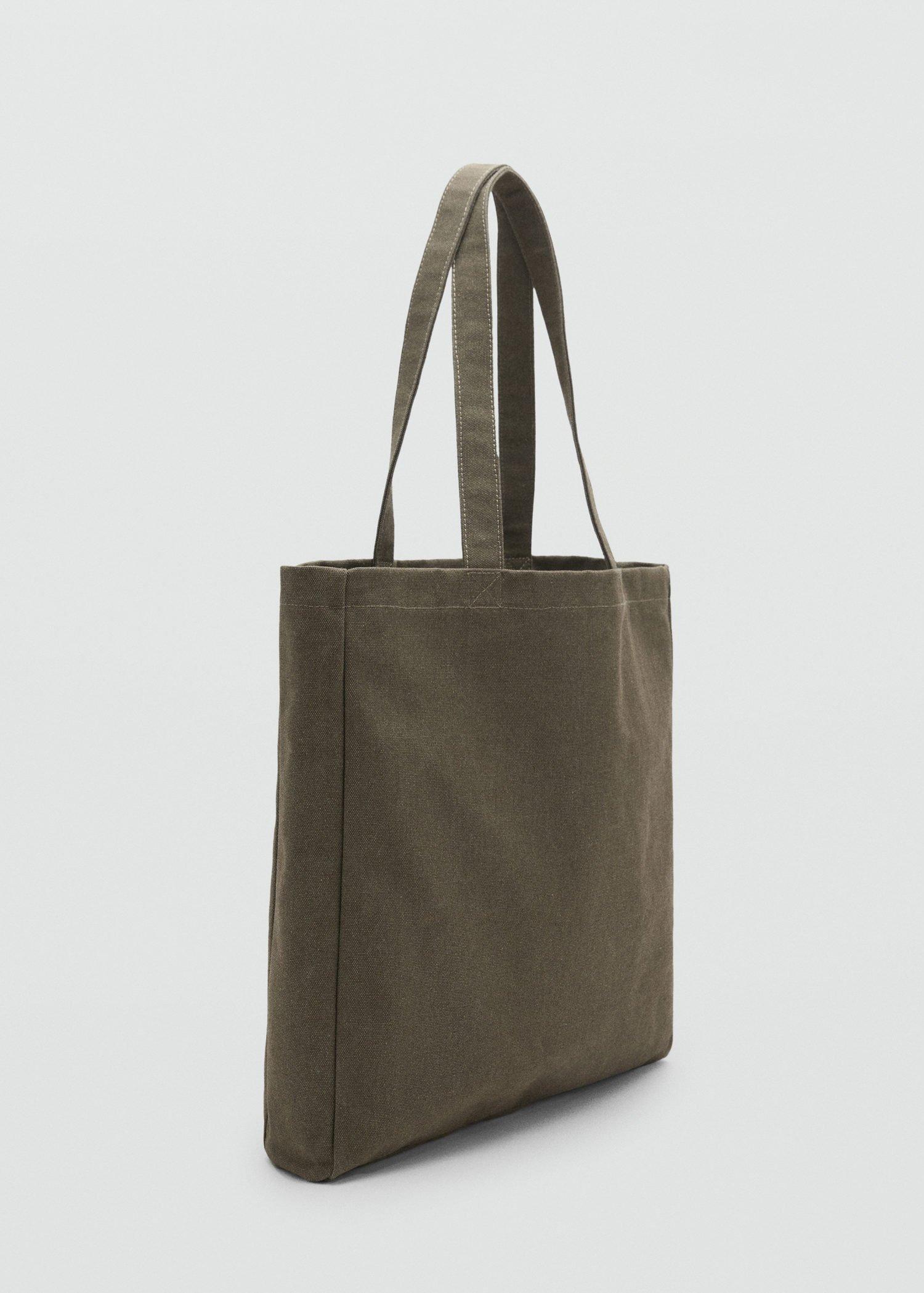Khaki Cotton Tote Bag, Beige - Khaki, large image number 1