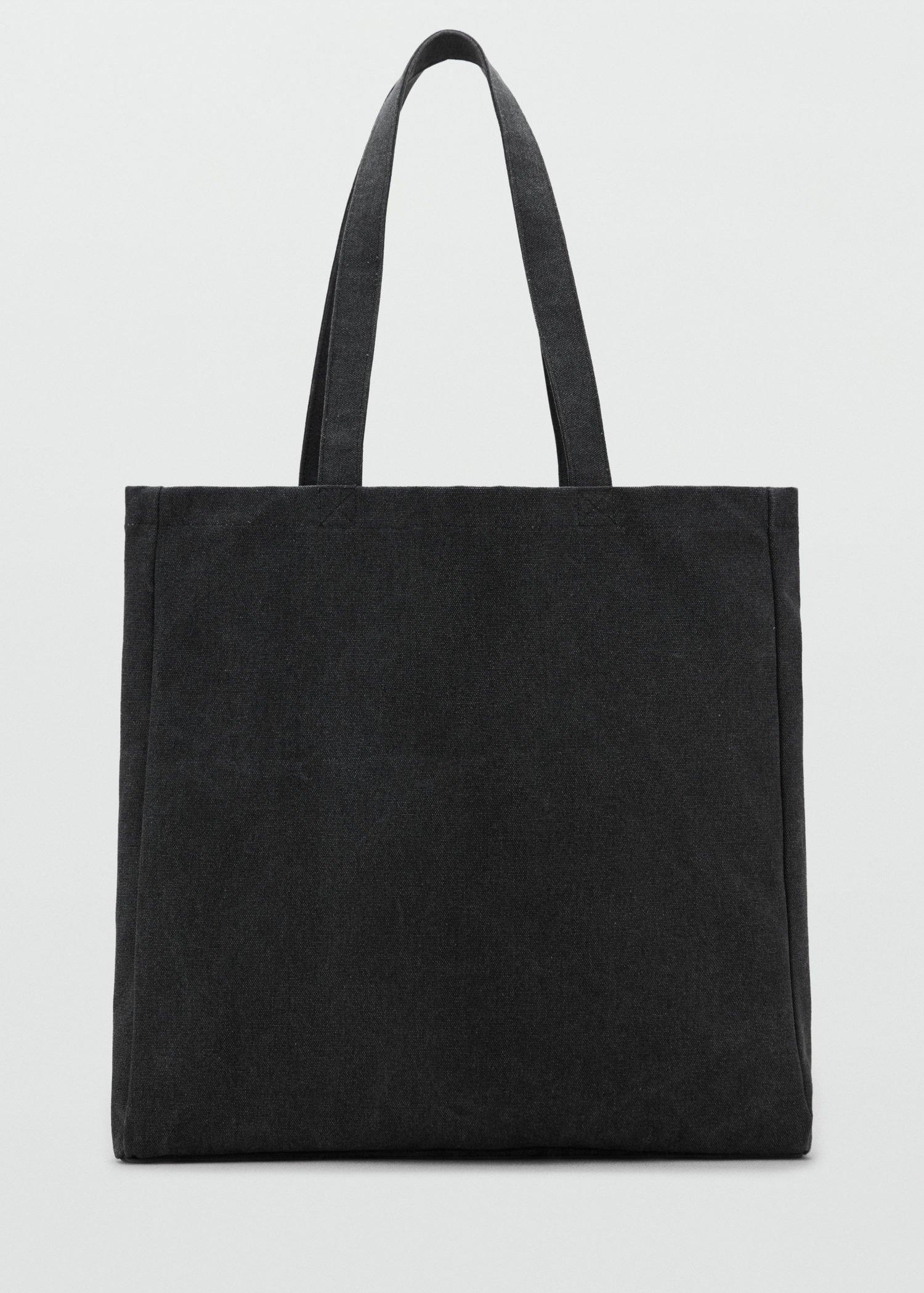 Black Cotton Tote Bag, Black, large image number 0
