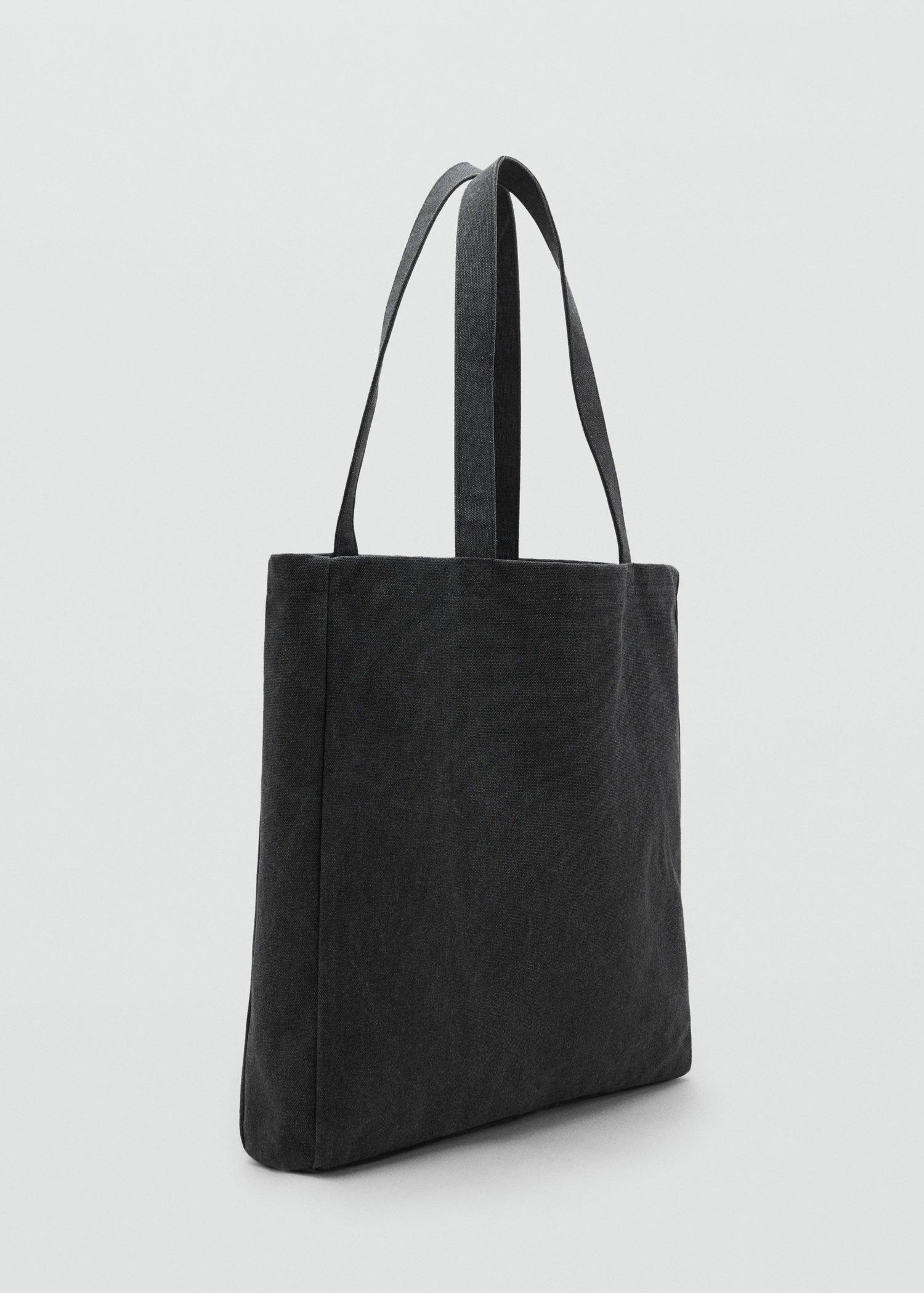 Black Cotton Tote Bag, Black, large image number 1