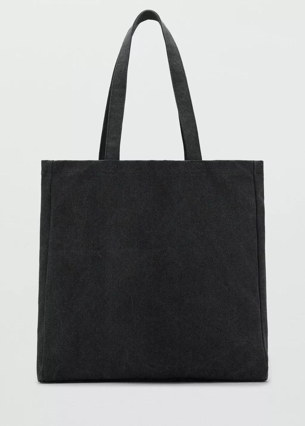 Black Cotton Tote Bag, Black, large image number 8