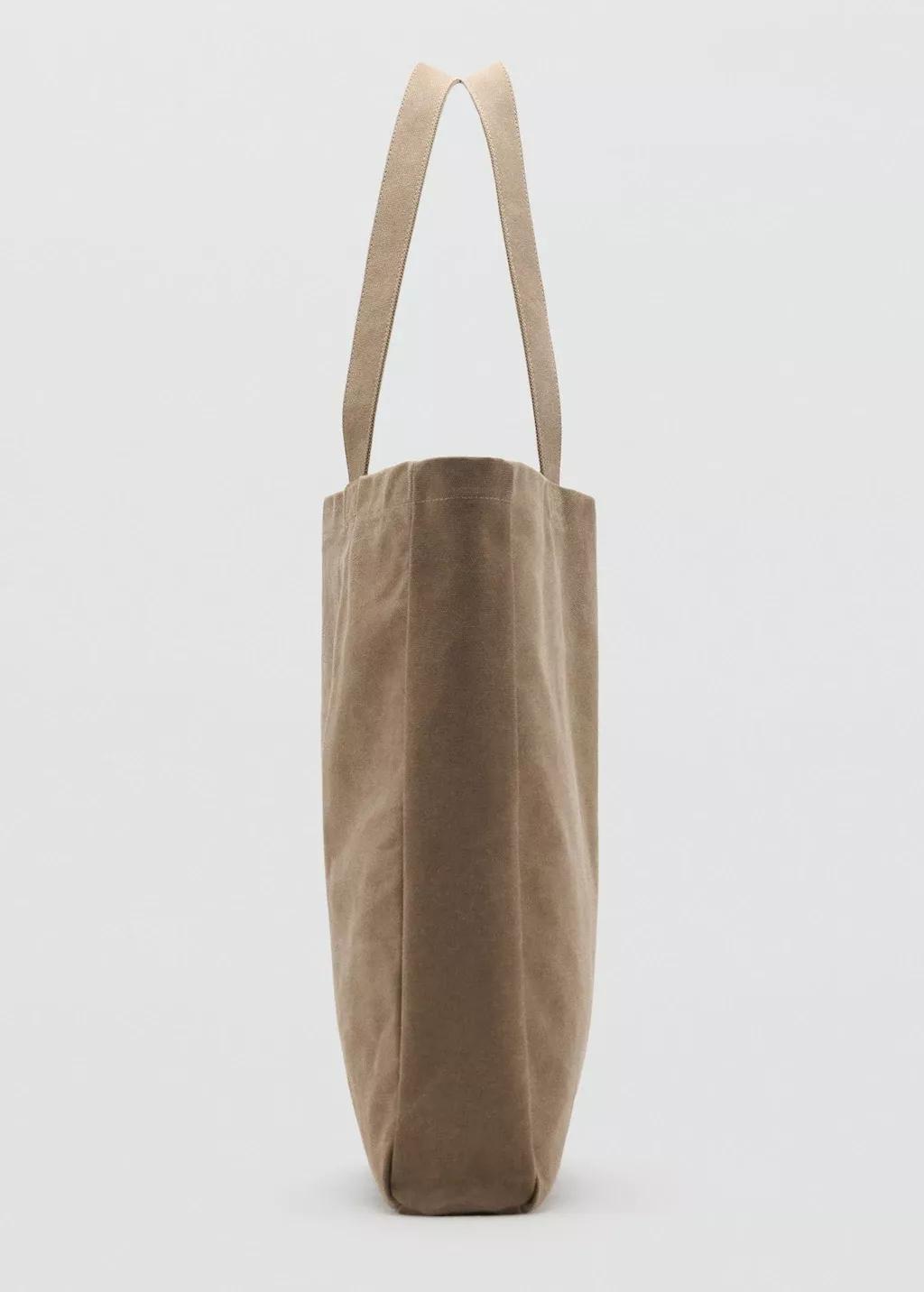 Brown Cotton Tote Bag, Light Pastel Brown, large image number 1