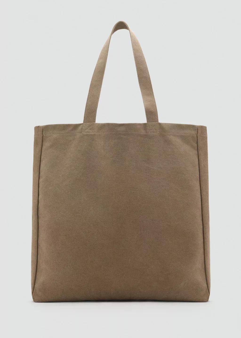 Brown Cotton Tote Bag, Light Pastel Brown, large image number 3