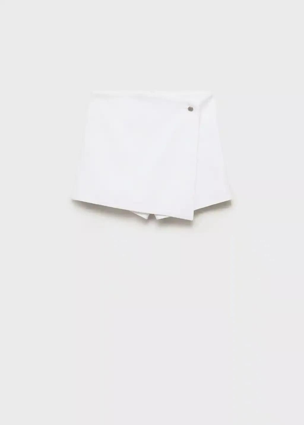 White Wrapped Denim Skort, , large image number 3