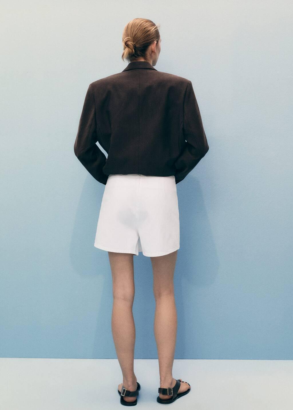 White Wrapped Denim Skort, , large image number 4