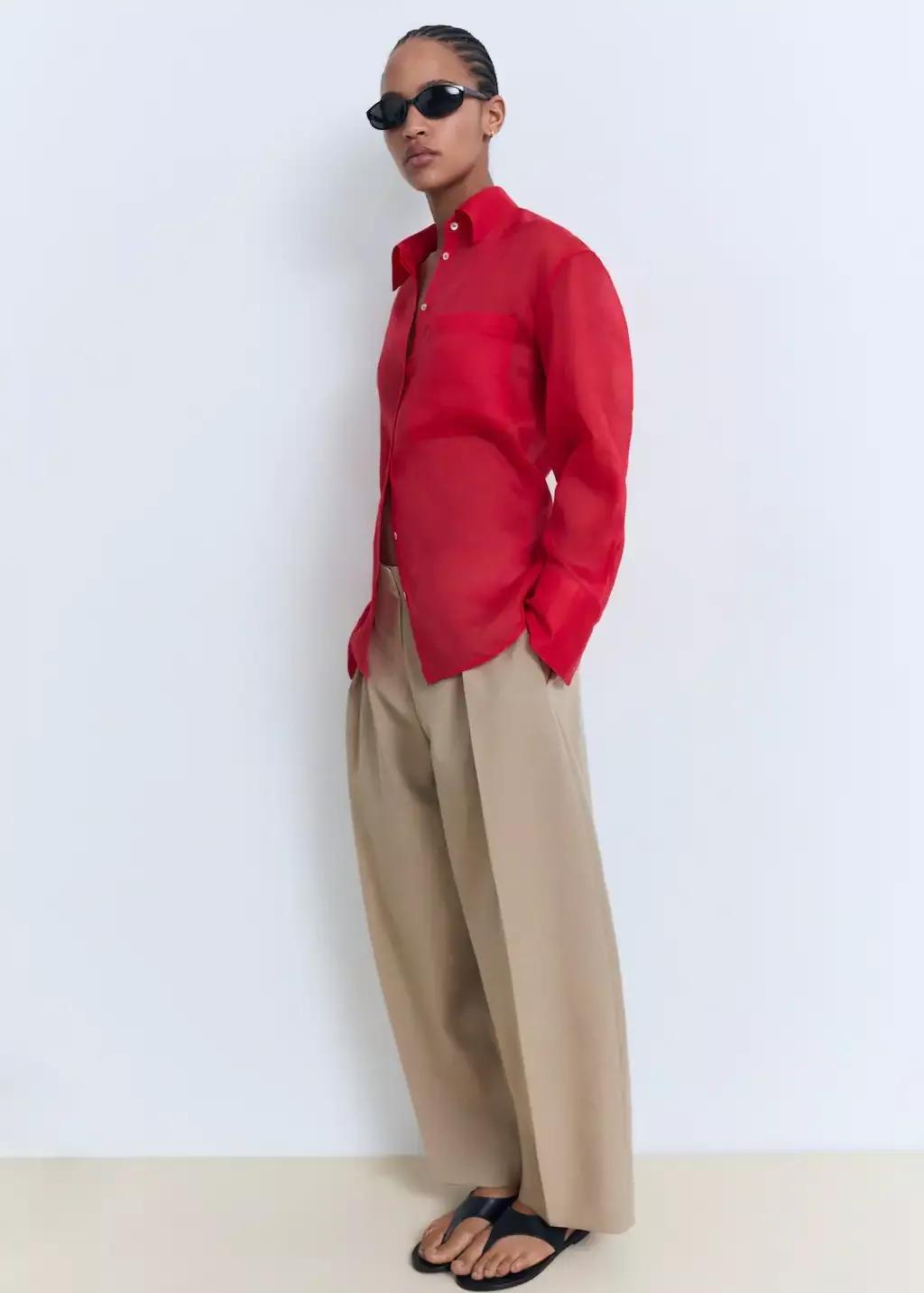 MEDIUM BROWN Linen-blend balloon trousers, , large image number 1