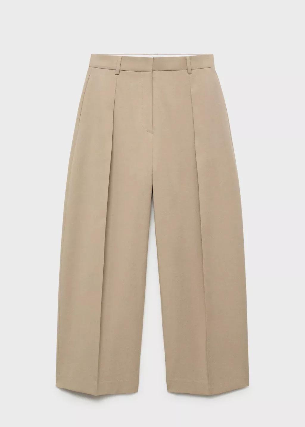 MEDIUM BROWN Linen-blend balloon trousers, , large image number 3