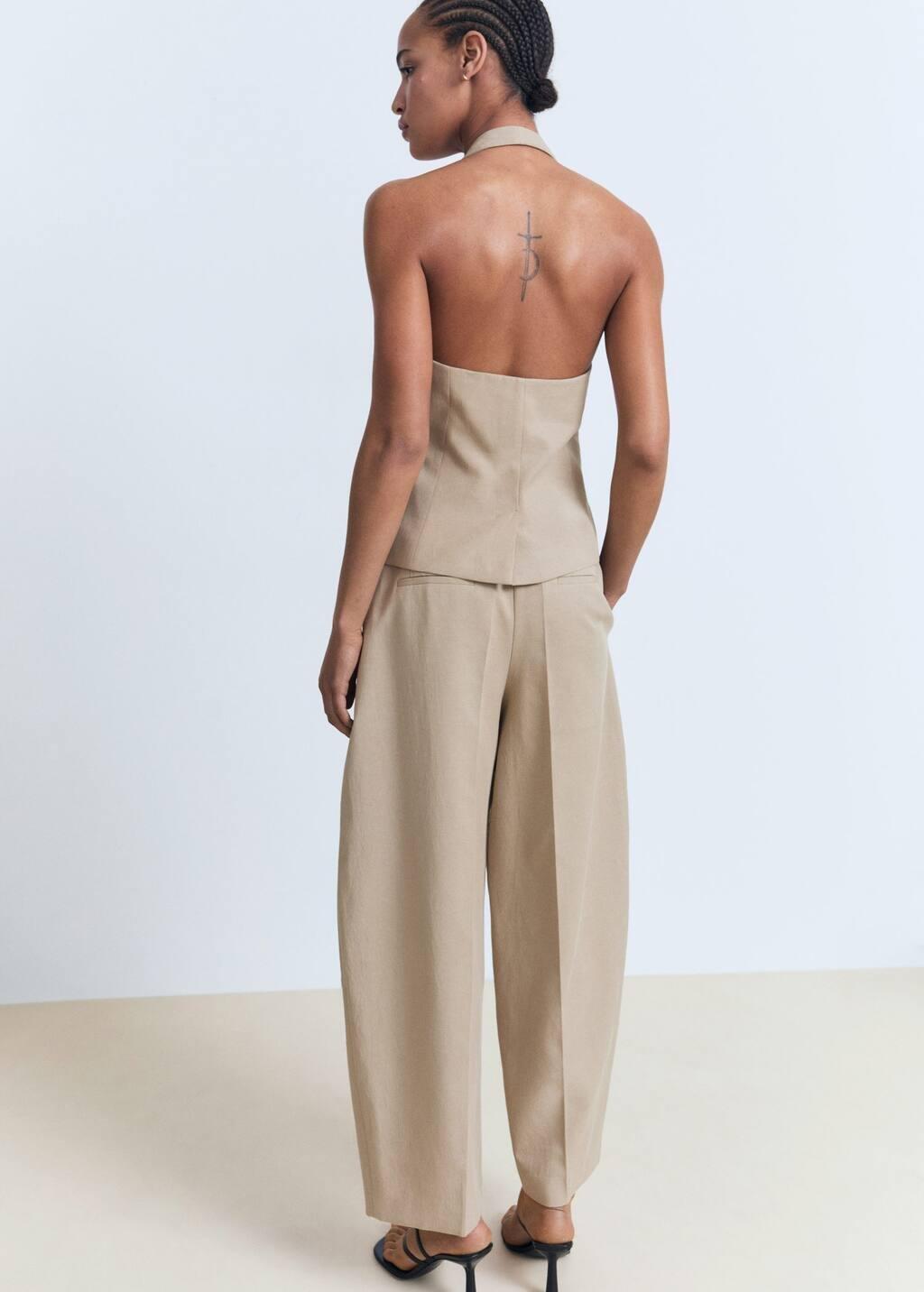 MEDIUM BROWN Linen-blend balloon trousers, , large image number 6
