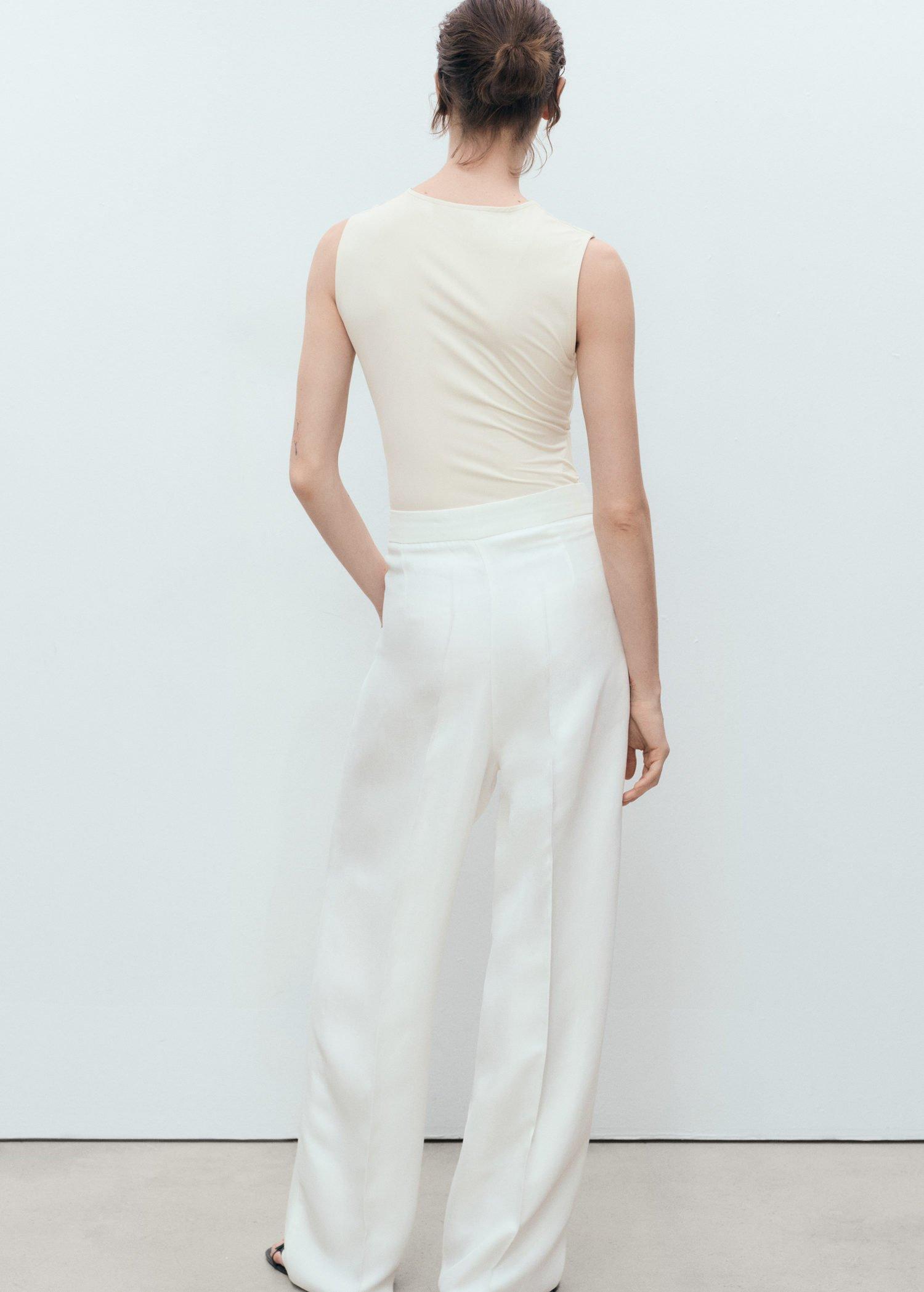 Cream Fitted Top With Wide Straps, , large image number 6