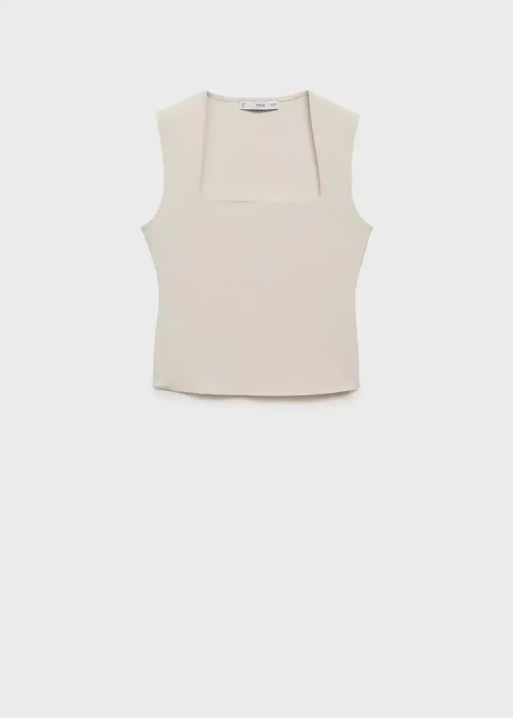 Cream Fitted Top With Wide Straps, , large image number 7
