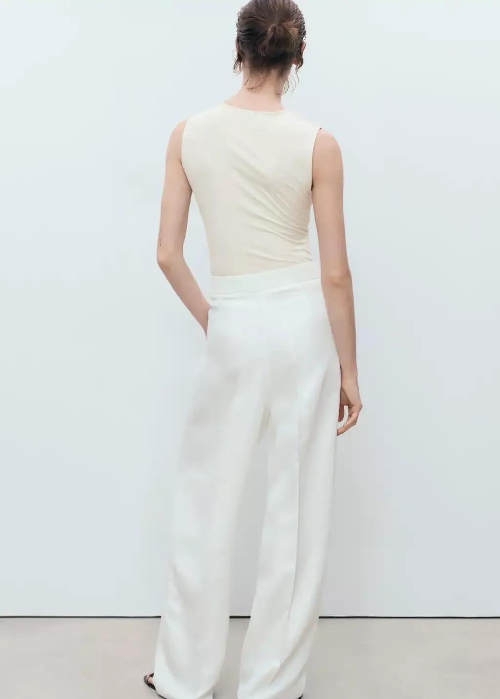 Cream Fitted Top With Wide Straps, , large image number 8