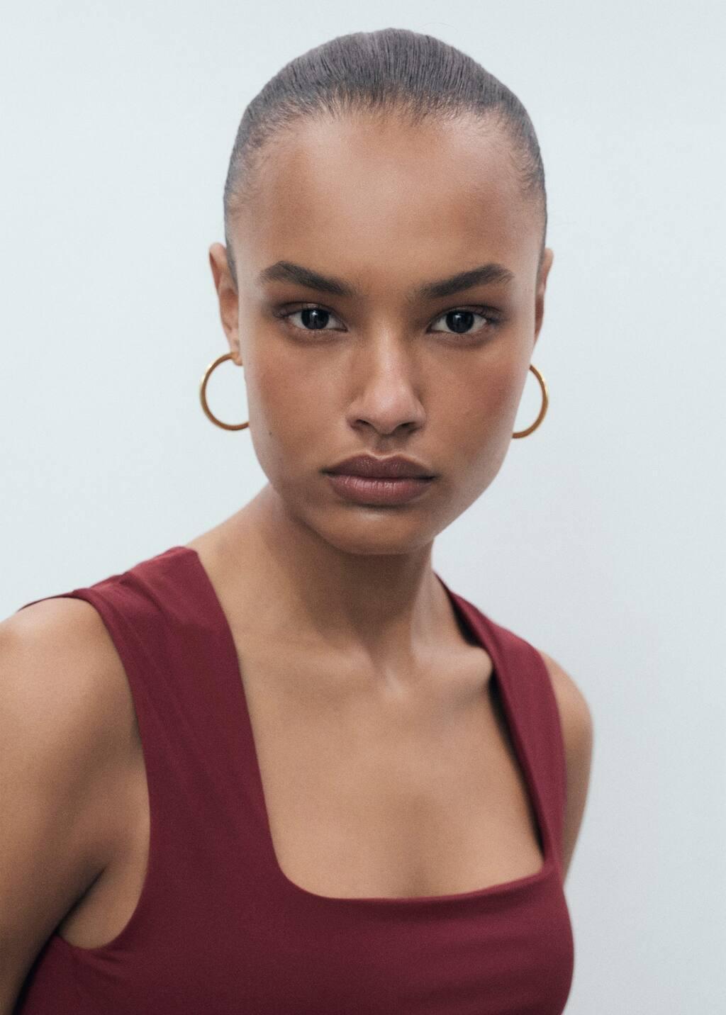 Burgundy Fitted Top With Wide Straps, , large image number 1
