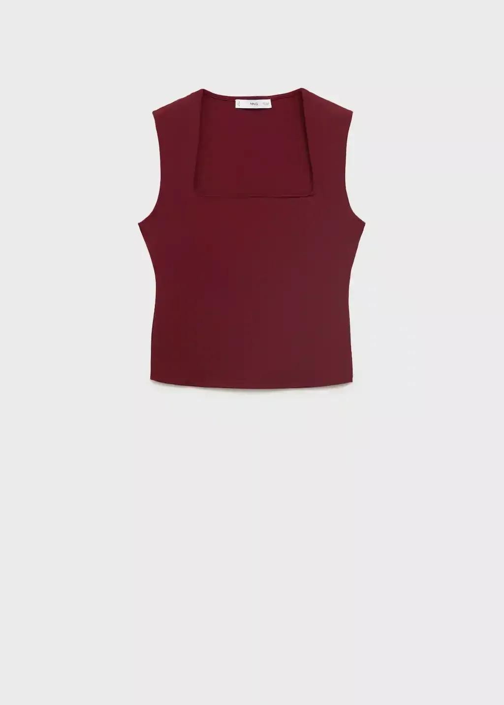 Burgundy Fitted Top With Wide Straps, , large image number 3
