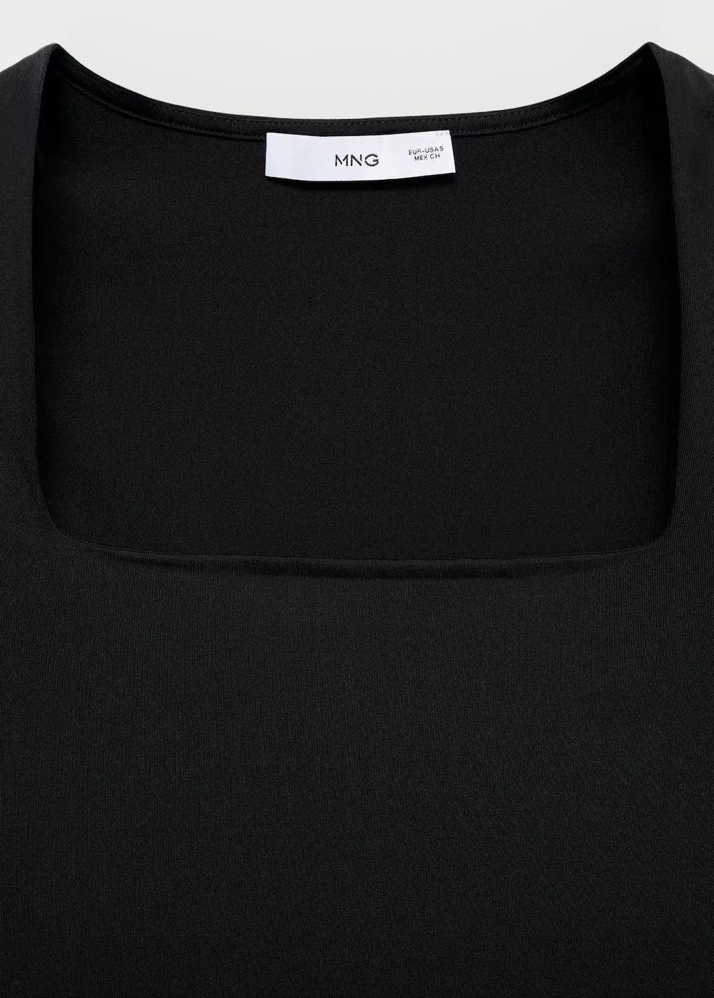 Black Fitted Top With Wide Straps, , large image number 4