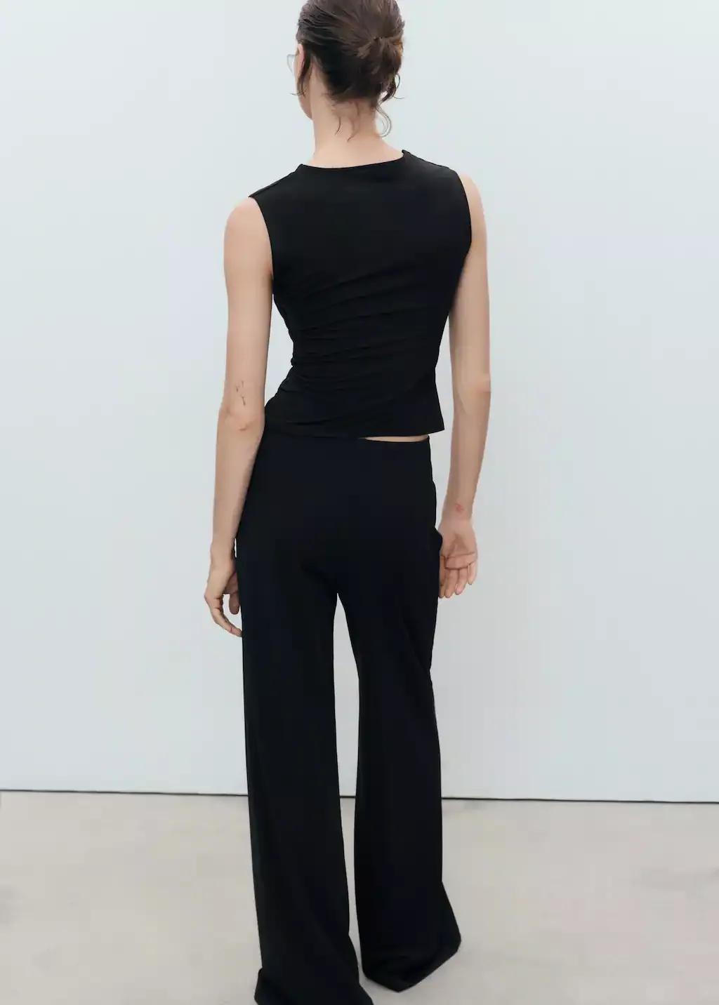 Black Fitted Top With Wide Straps, Black, large image number 5